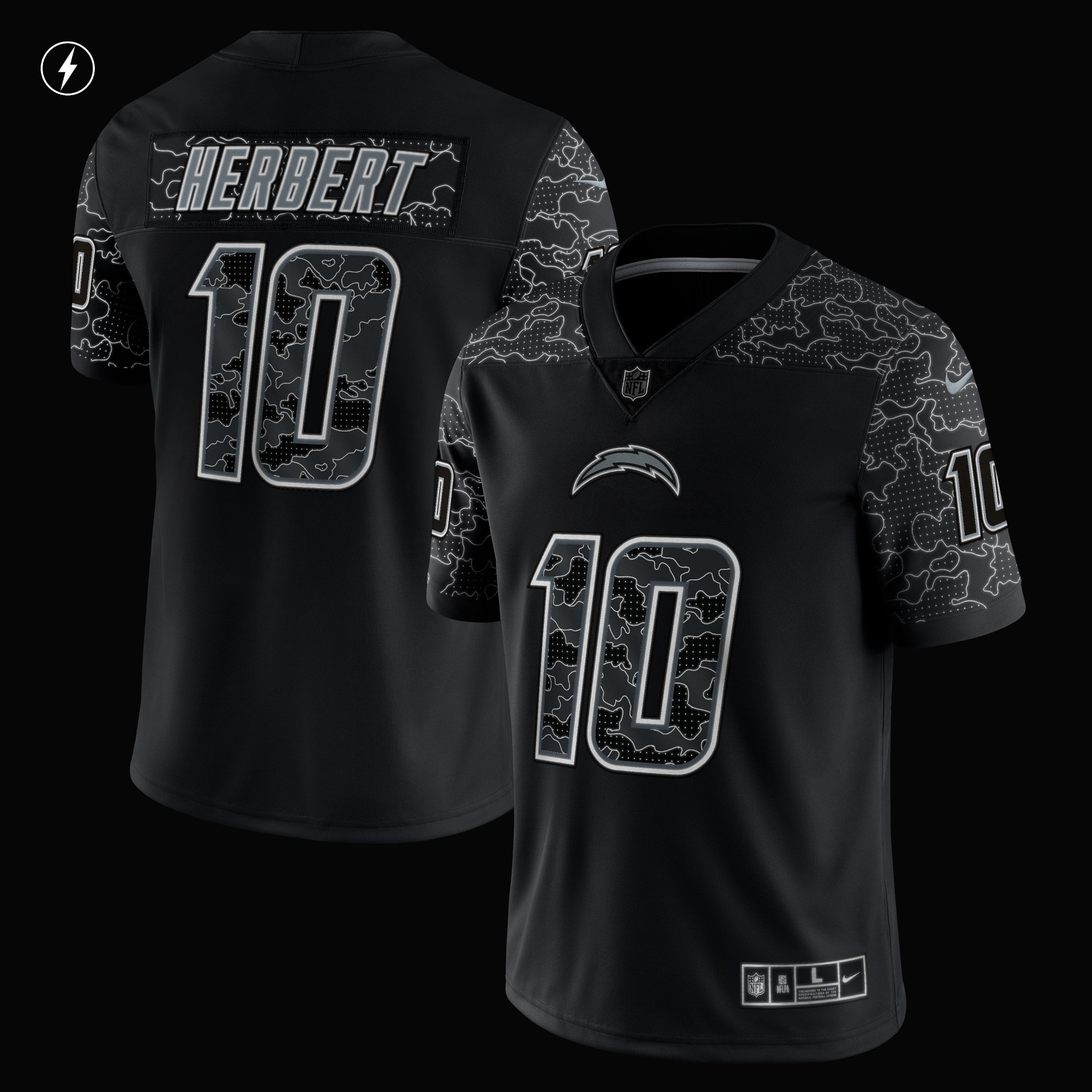 Justin Herbert Los Angeles Chargers RFLCTV Limited Jersey - Black cheap jerseys for sale - CheapJerseys.Shop