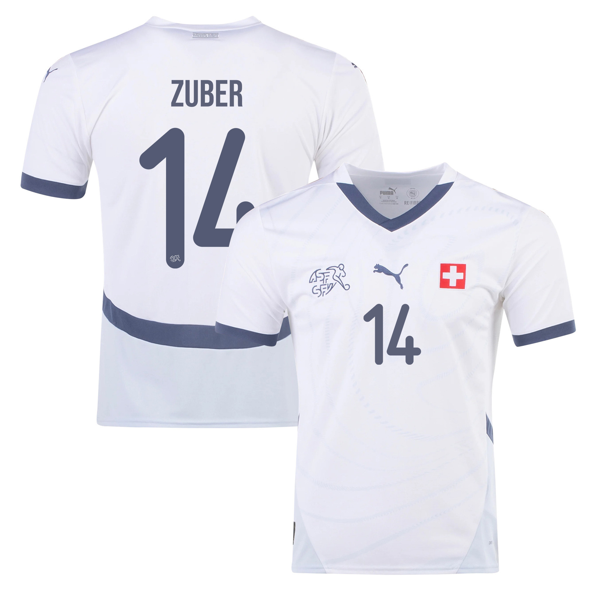 Steven Zuber 14 Switzerland National Team 2024/25 Away Men Jersey - White cheap jerseys for sale - CheapJerseys.Shop