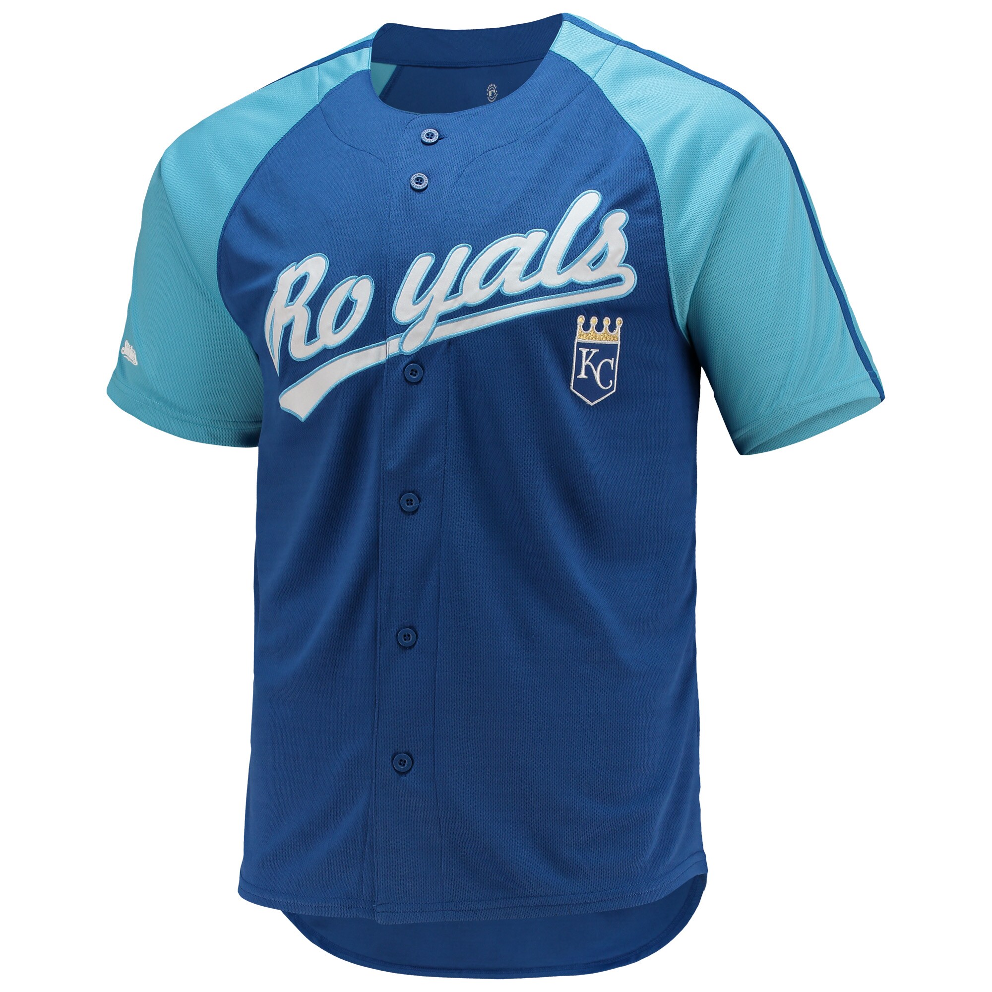 Kansas City Royals Stitches Button-Down Raglan Replica Jersey - Royal cheap jerseys for sale - CheapJerseys.Shop