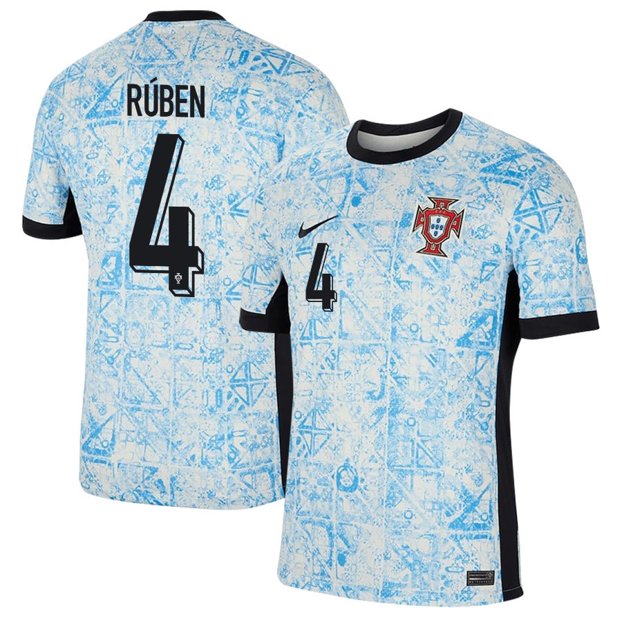 Rúben Dias 4 Portugal National Team 2024/25 Away Men Jersey - Cream/Blue cheap jerseys for sale - CheapJerseys.Shop