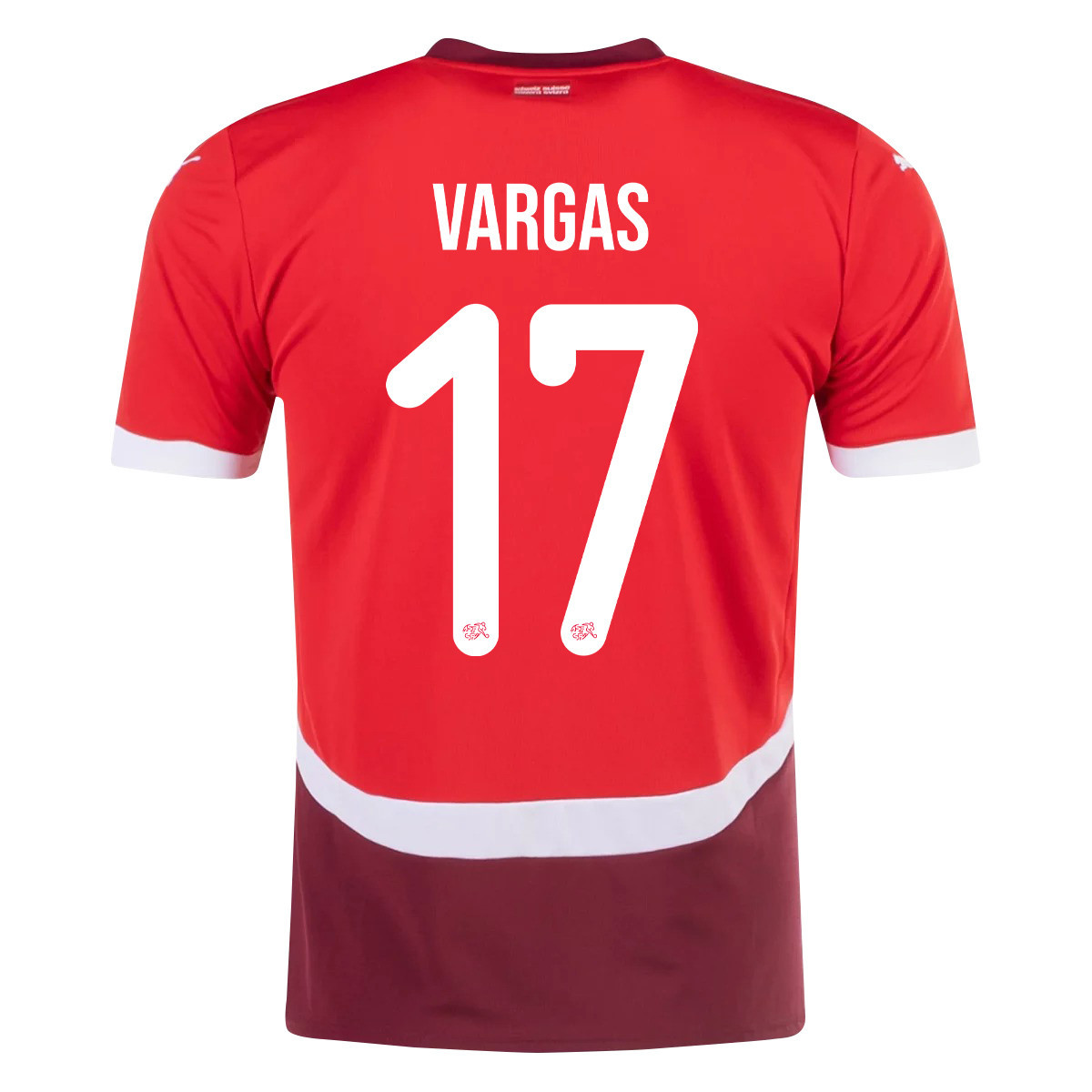 Ruben Vargas 17 Switzerland National Team 2024/25 Home Men Jersey - Red cheap jerseys for sale - CheapJerseys.Shop