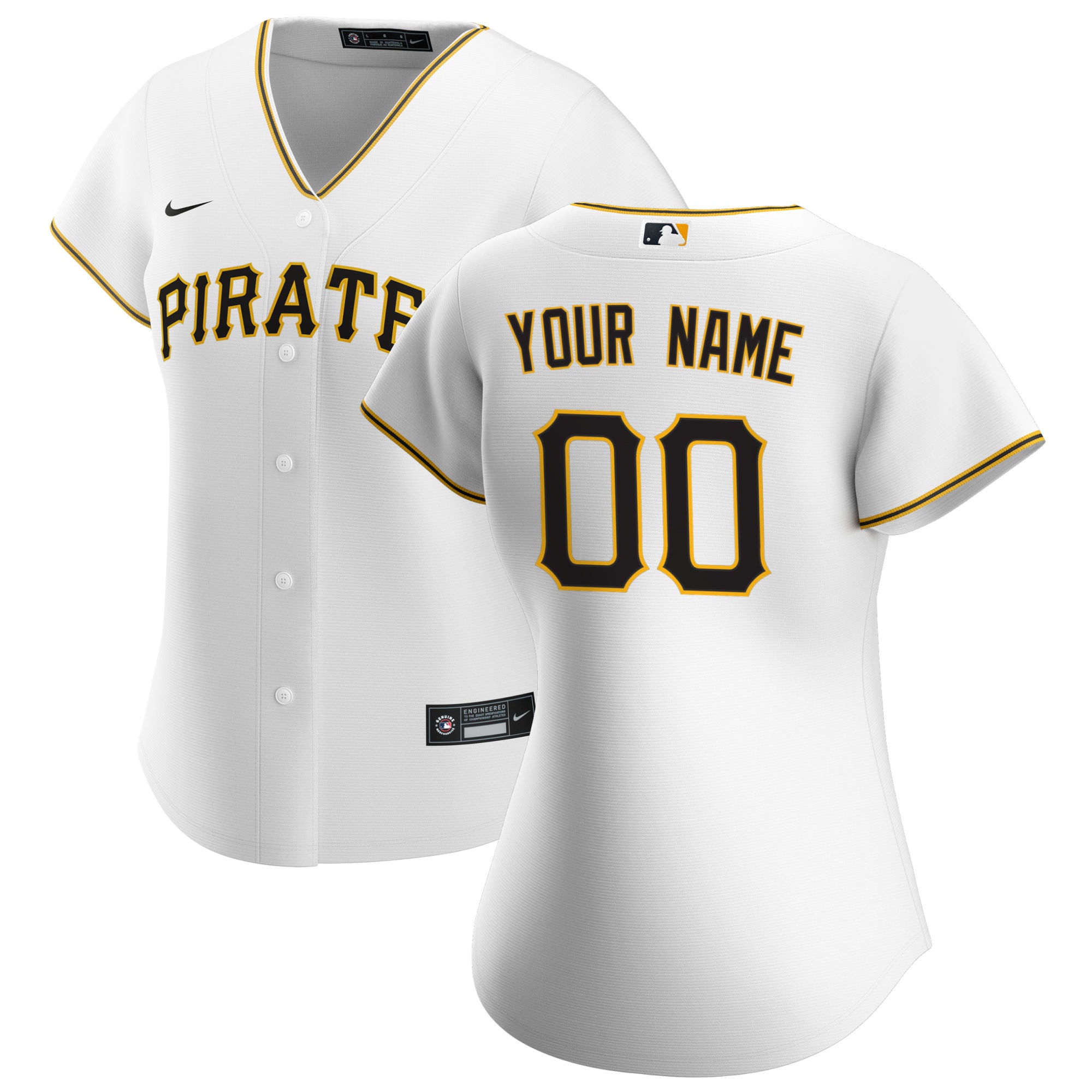 Pittsburgh Pirates Women's Home Replica Custom Jersey - White cheap jerseys for sale - CheapJerseys.Shop