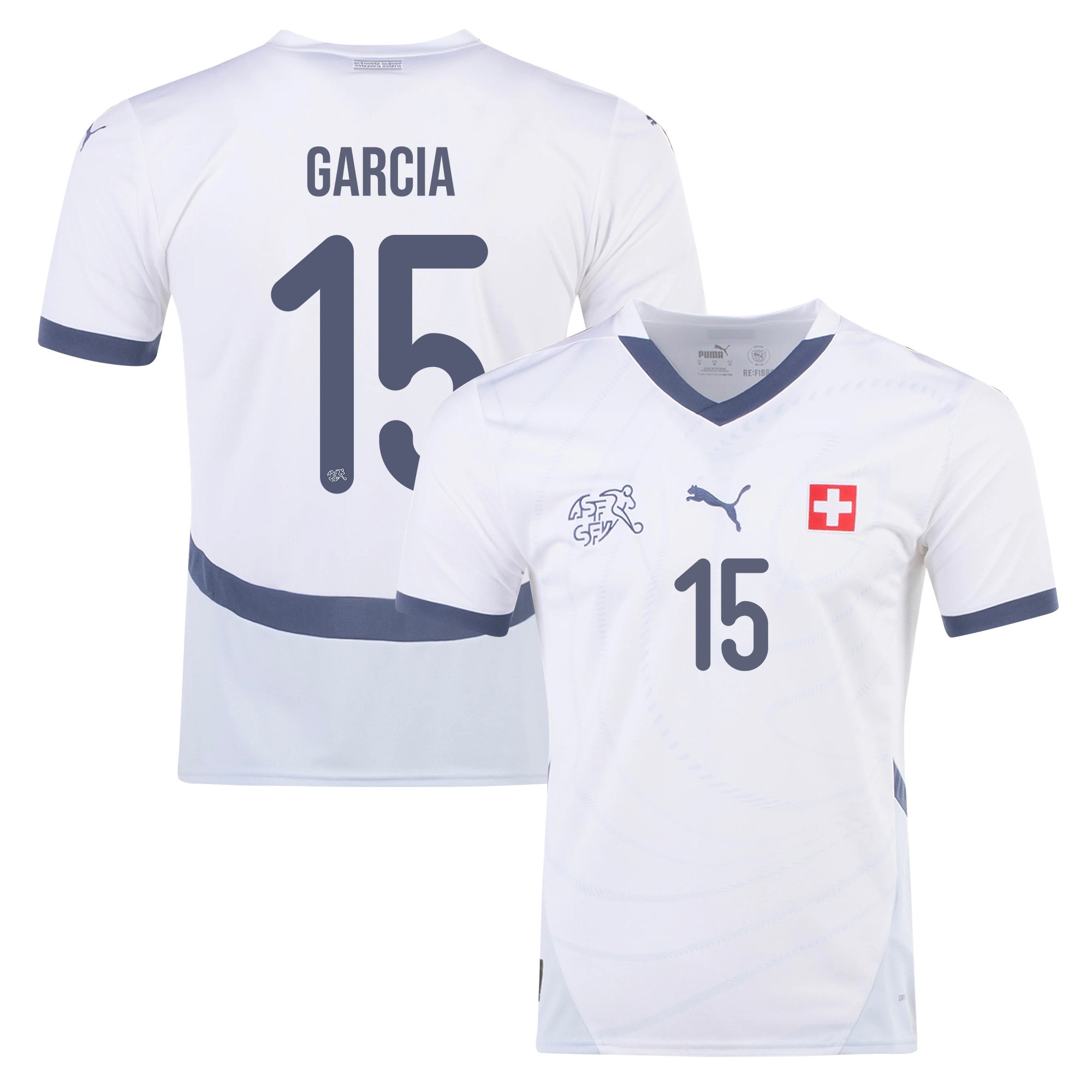 Ulisses Garcia 15 Switzerland National Team 2024/25 Away Men Jersey - White cheap jerseys for sale - CheapJerseys.Shop