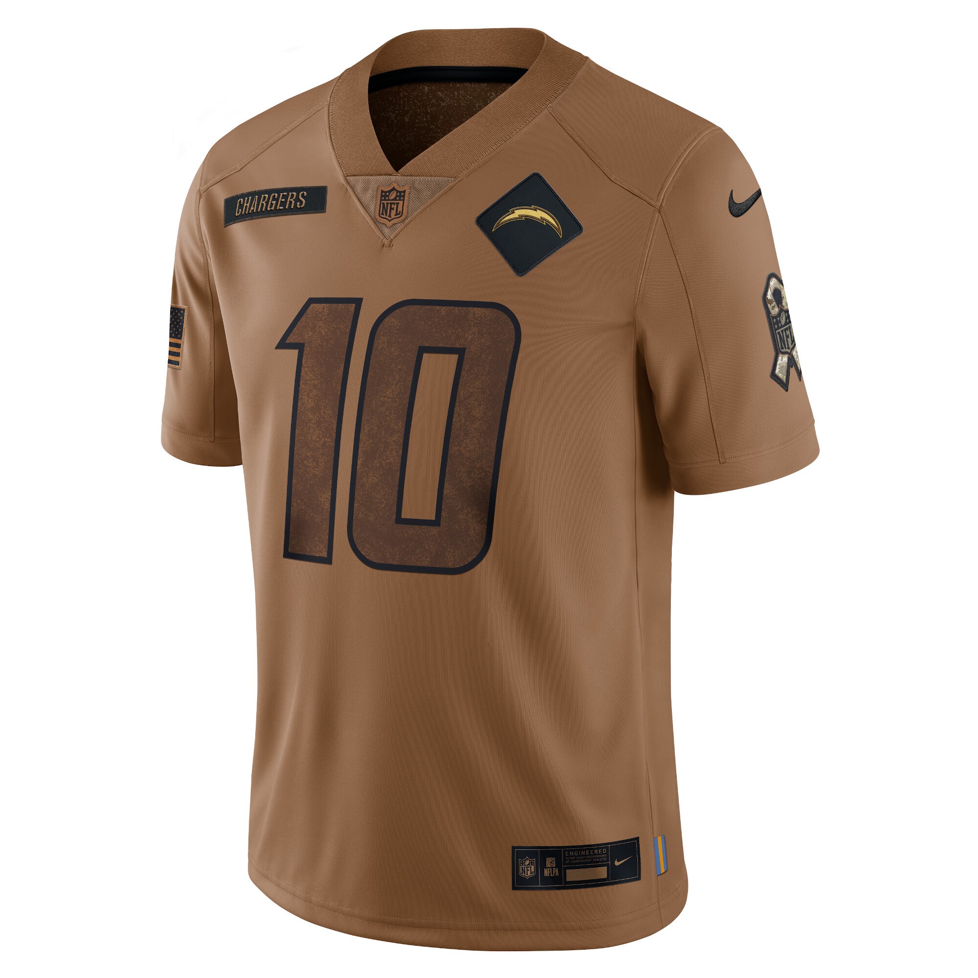 Justin Herbert Los Angeles Chargers 2023 Salute To Service Limited Jersey - Brown cheap jerseys for sale - CheapJerseys.Shop