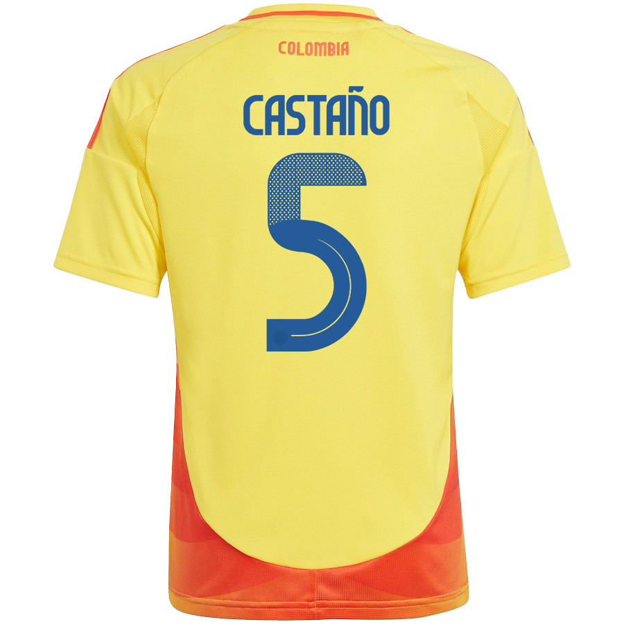 Kevin Castaño 5 Colombia National Team 2024/25 Home YOUTH Jersey - Yellow cheap jerseys for sale - CheapJerseys.Shop