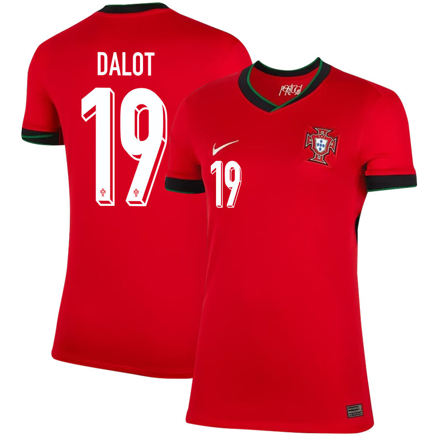 Diogo Dalot 19 Portugal National Team 2024/25 Home WOMEN Jersey - Red cheap jerseys for sale - CheapJerseys.Shop