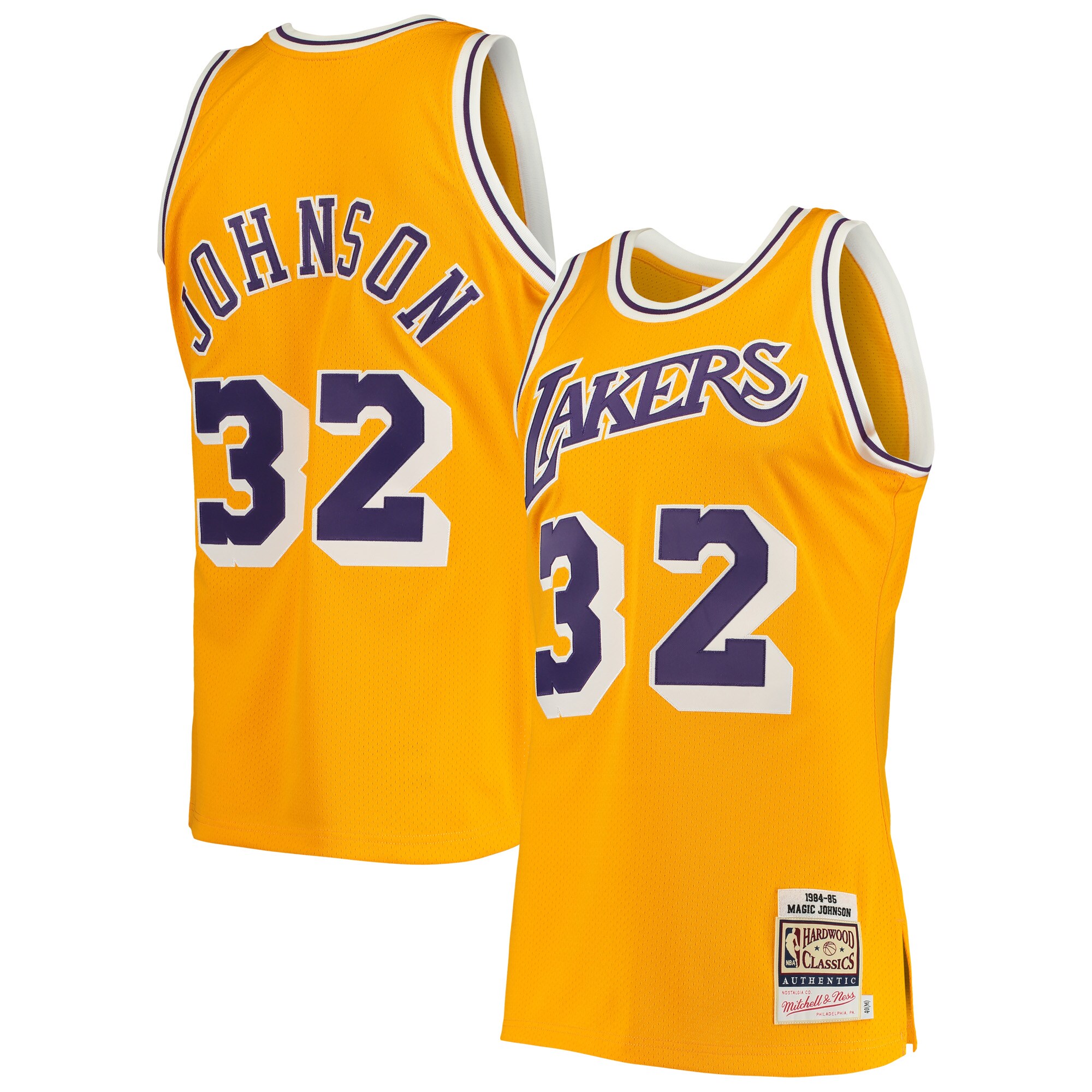 Magic Johnson Los Angeles Lakers Mitchell & Ness 1984\/85 Hardwood Classics Authentic Jersey - Gold cheap jerseys for sale - CheapJerseys.Shop
