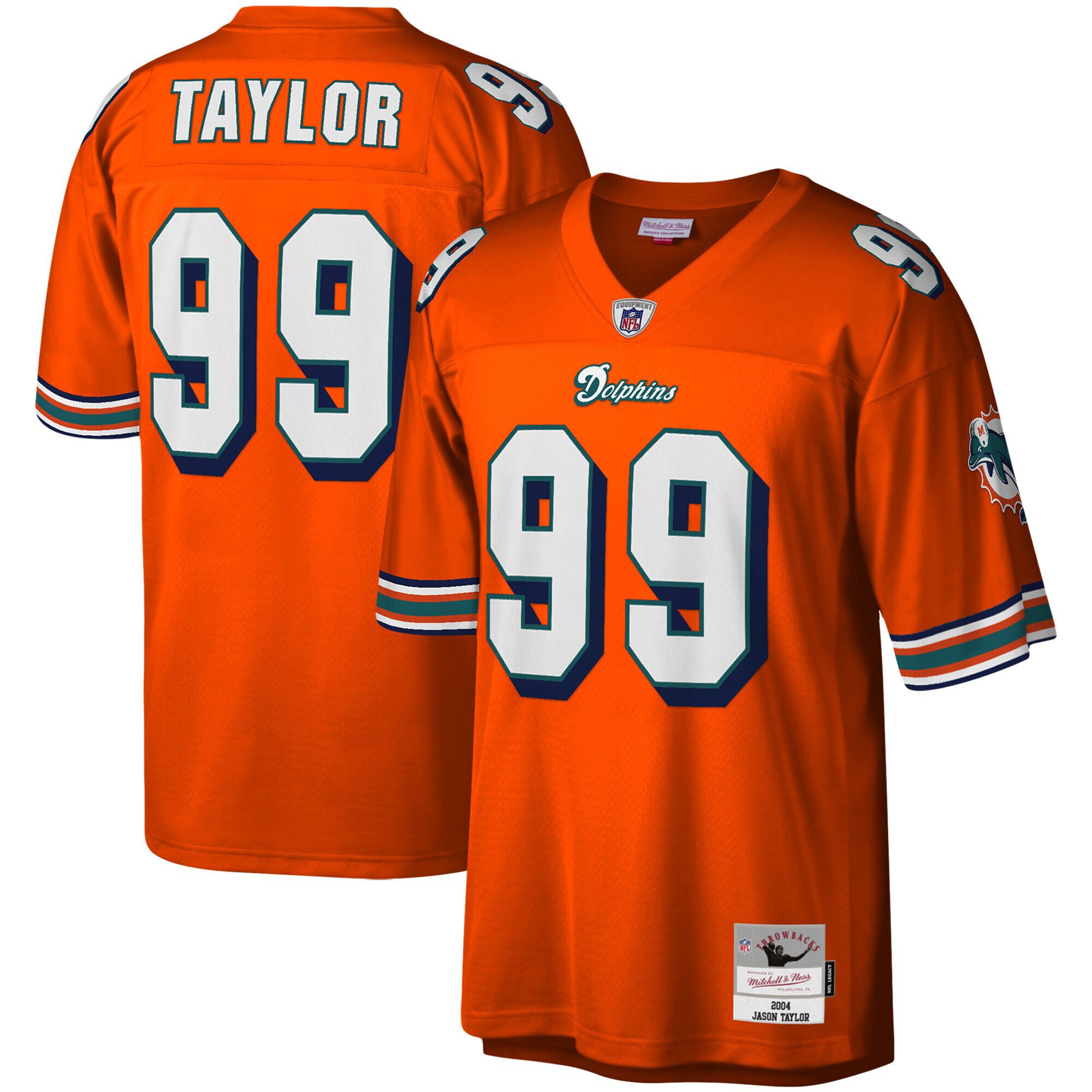 Jason Taylor Miami Dolphins Mitchell & Ness Big & Tall 2004 Retired Player Replica Jersey - Orange cheap jerseys for sale - CheapJerseys.Shop