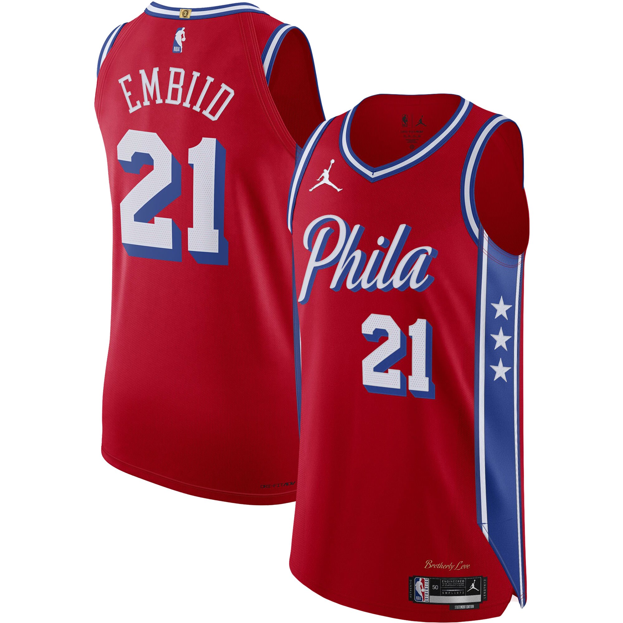 Joel Embiid Philadelphia 76ers Jordan Brand Authentic Player Jersey - Statement Edition - Red cheap jerseys for sale - CheapJerseys.Shop