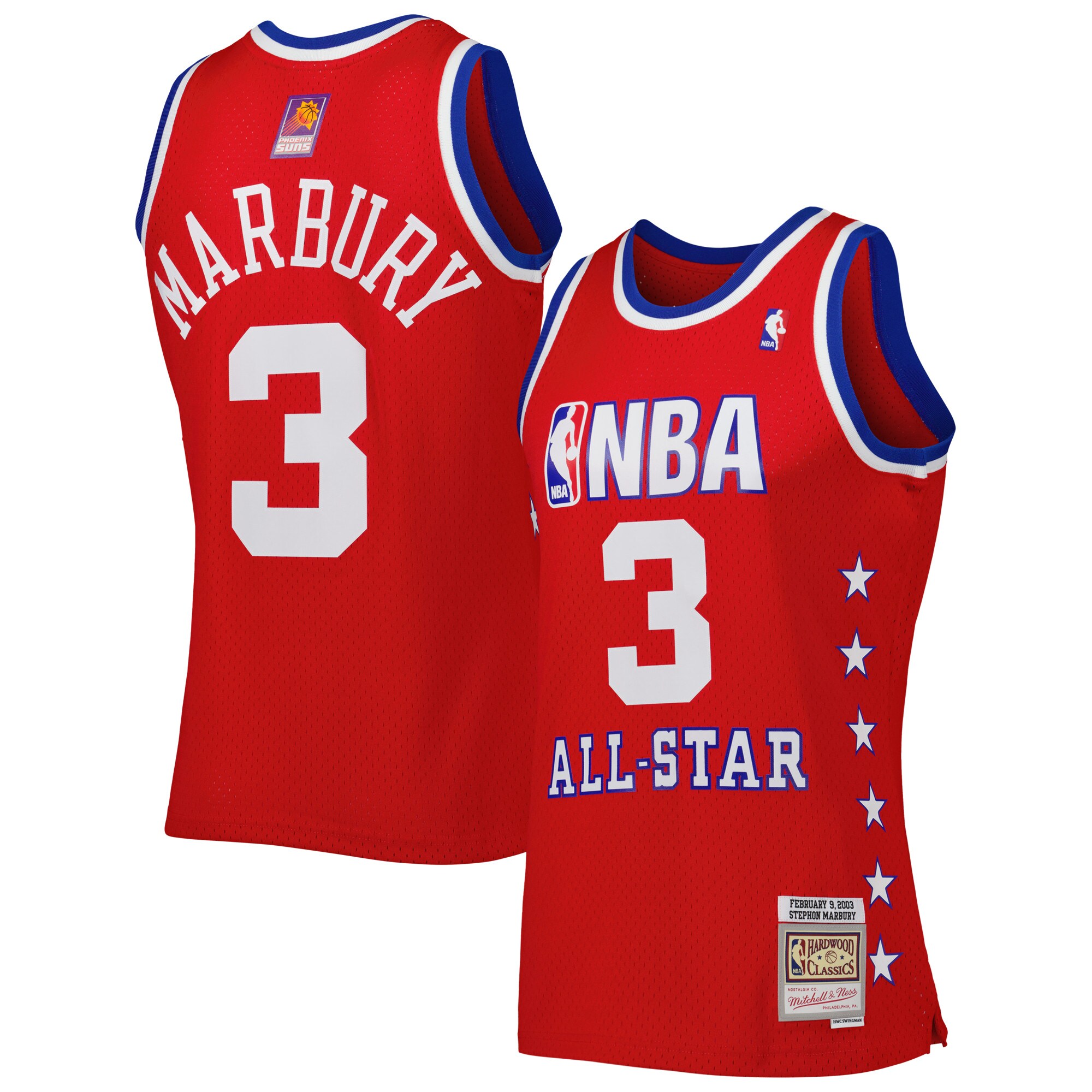 Stephon Marbury Western Conference Mitchell & Ness 2003 All Star Game Swingman Jersey - Red cheap jerseys for sale - CheapJerseys.Shop