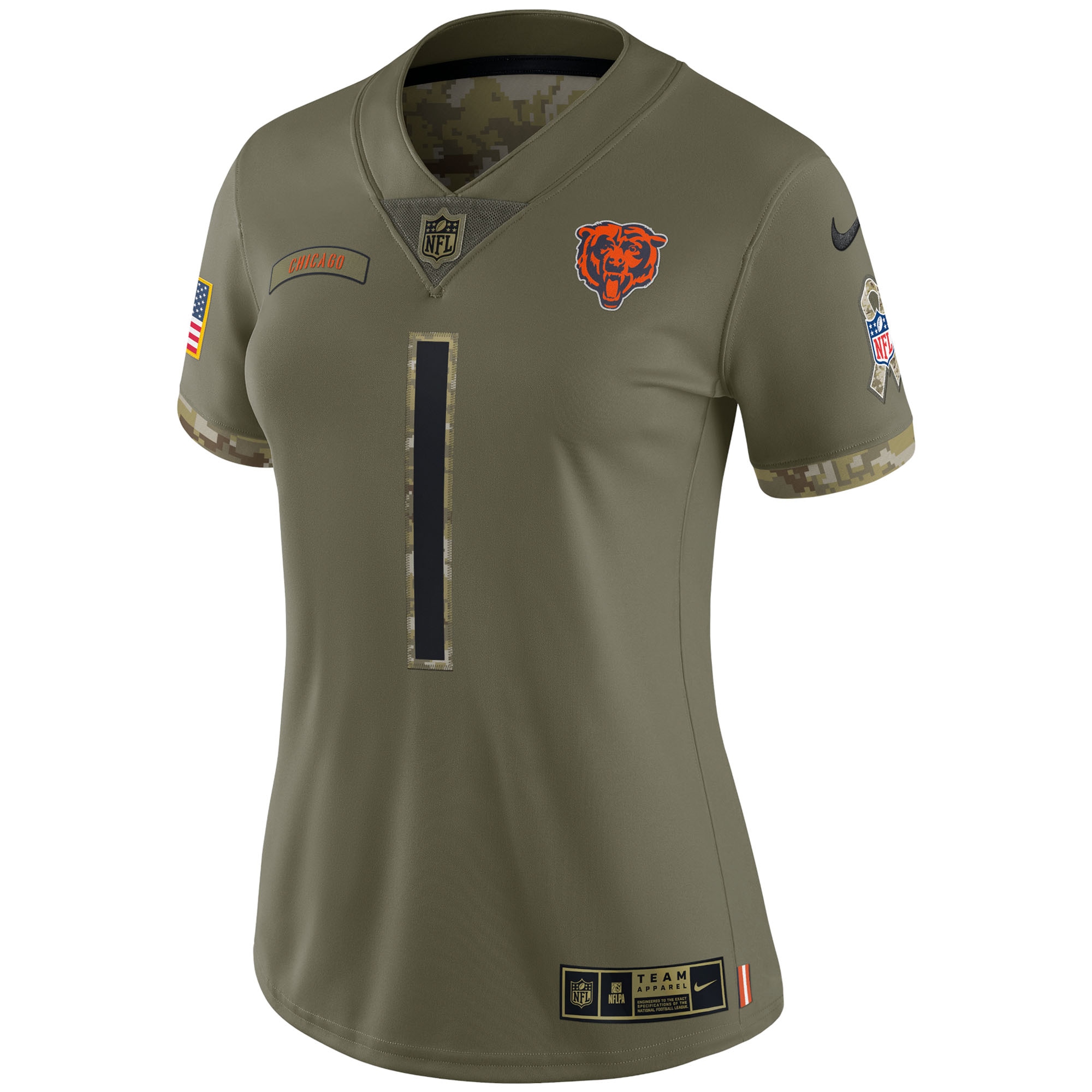 Justin Fields Chicago Bears Women's 2022 Salute To Service Limited Jersey - Olive cheap jerseys for sale - CheapJerseys.Shop
