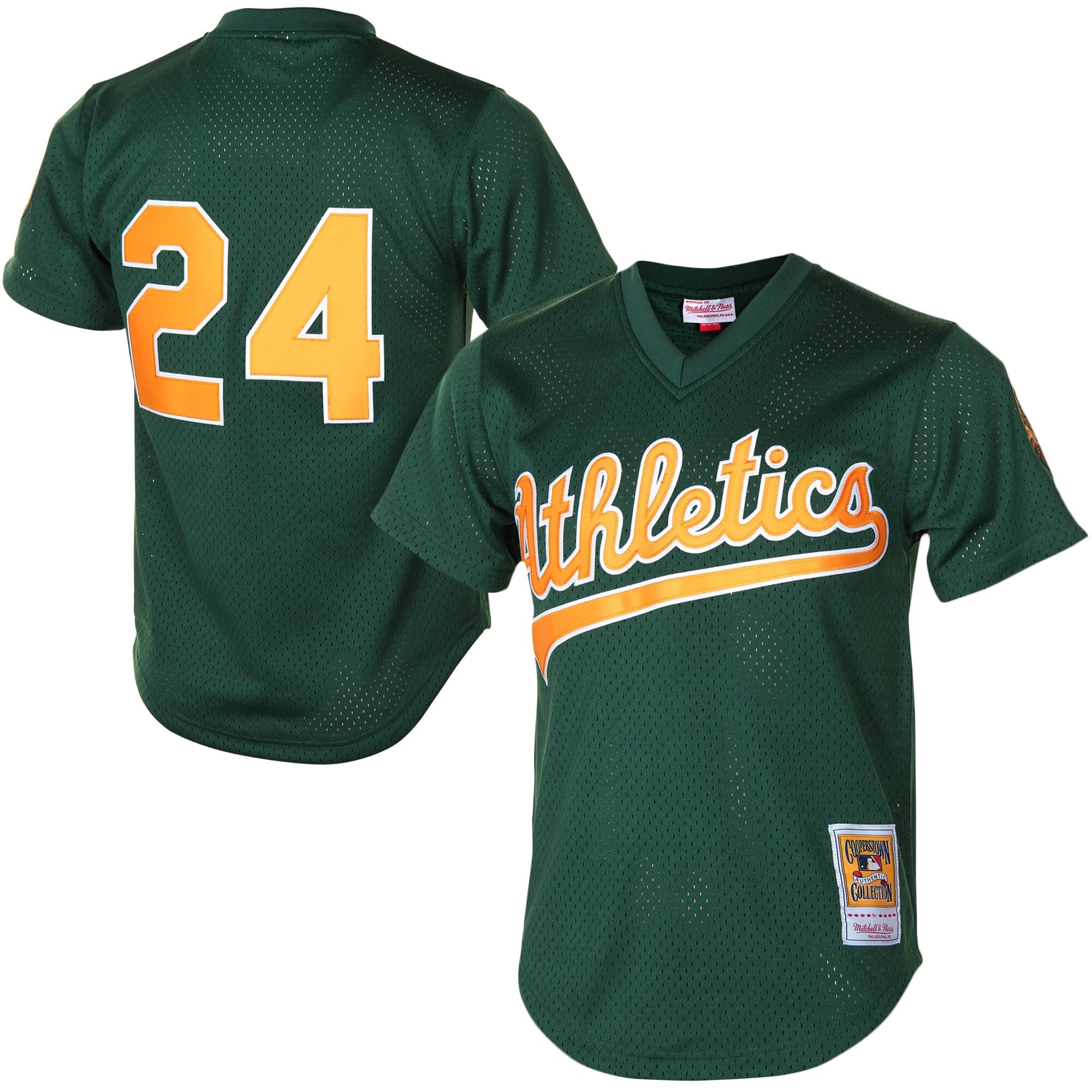 Rickey Henderson Oakland Athletics Mitchell & Ness 1998 Cooperstown Mesh Batting Practice Jersey - Green cheap jerseys for sale - CheapJerseys.Shop