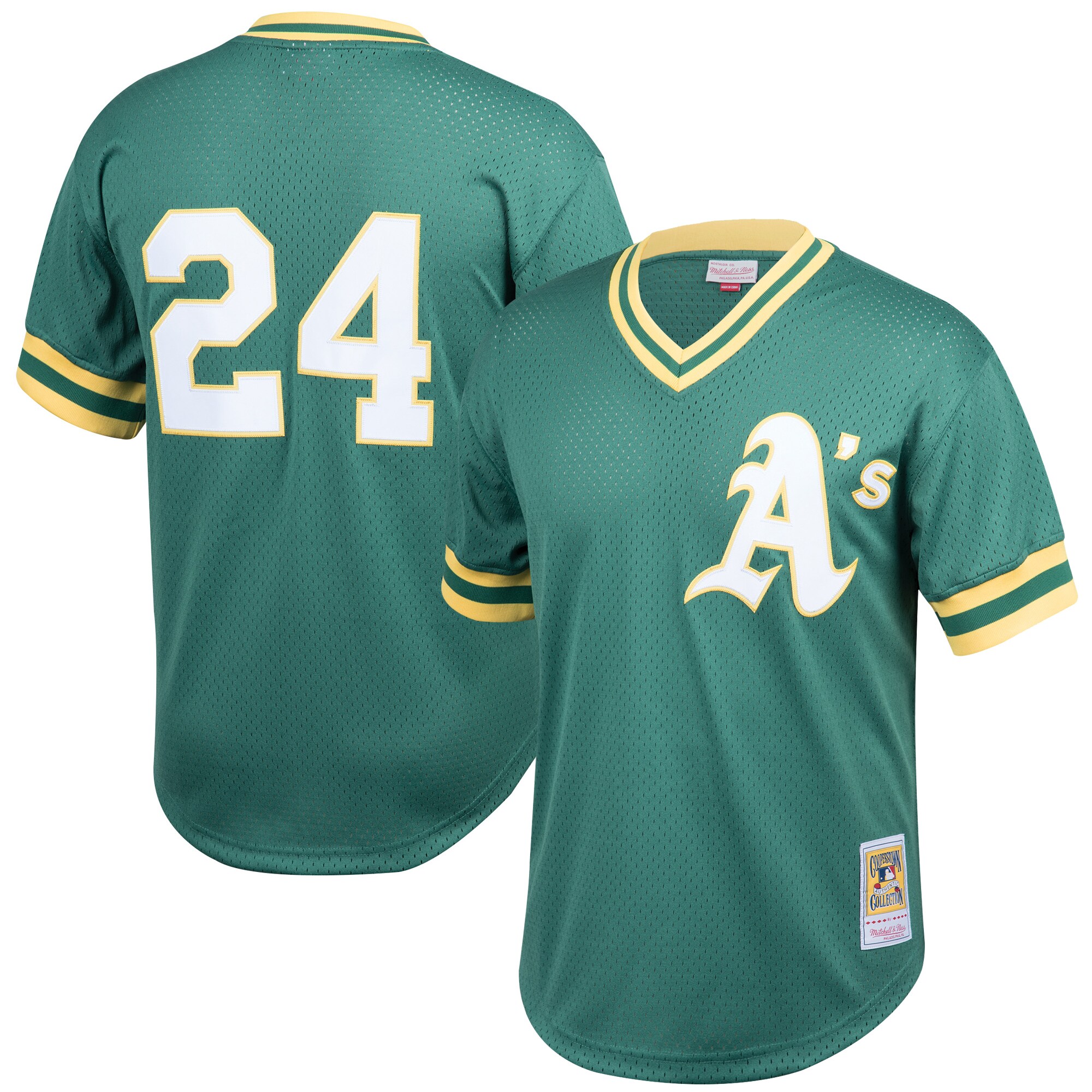 Rickey Henderson Oakland Athletics Mitchell & Ness Cooperstown Collection Big & Tall Mesh Batting Practice Jersey - Green cheap jerseys for sale - CheapJerseys.Shop