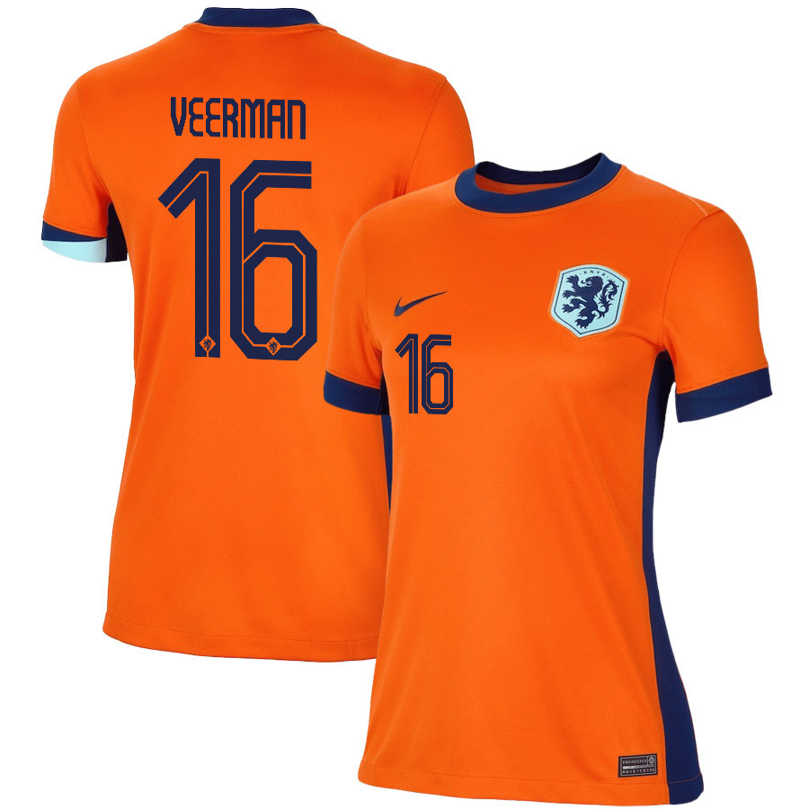 Joey Veerman 16 Netherlands National Team 2024/25 Home WOMEN Jersey - Orange cheap jerseys for sale - CheapJerseys.Shop