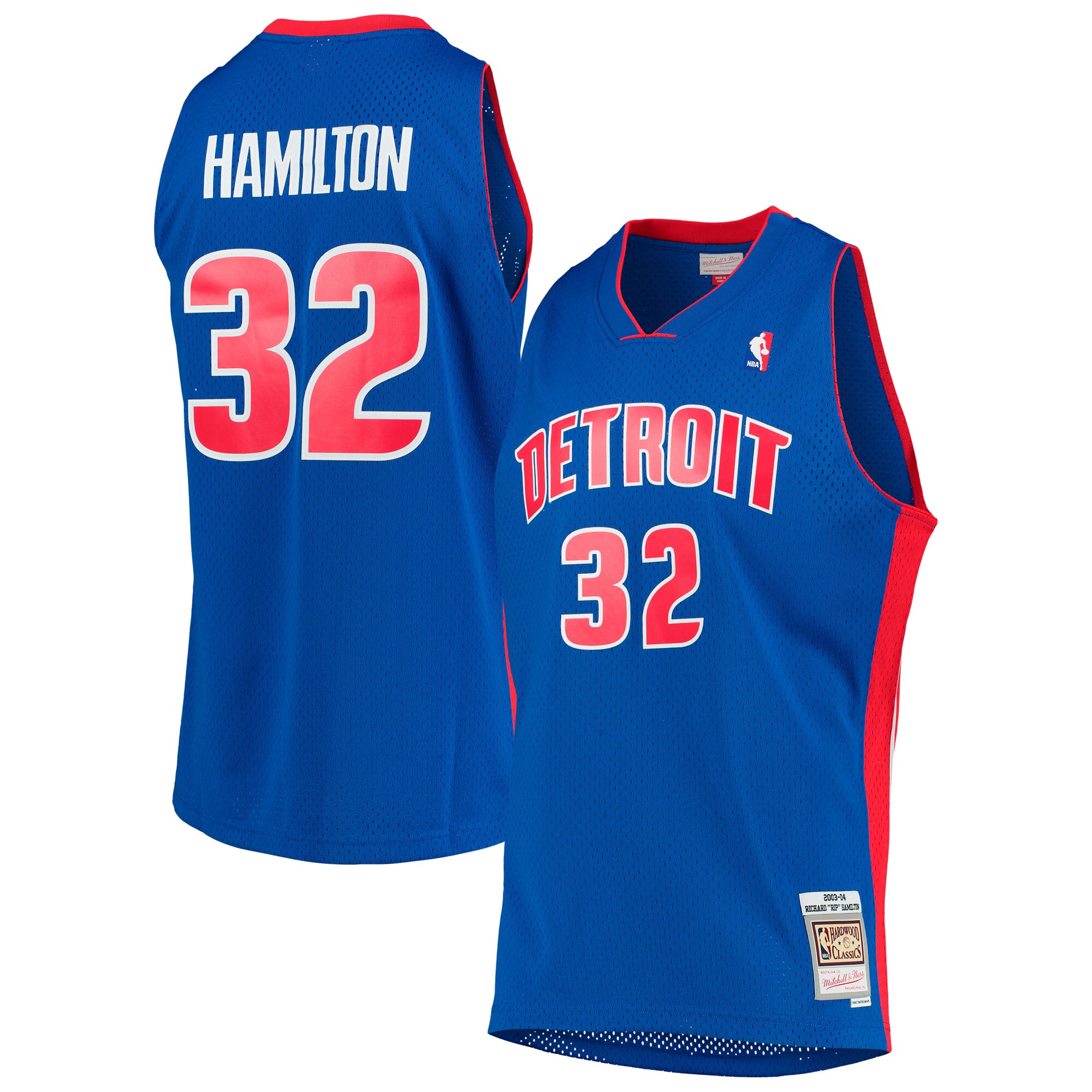 Richard Hamilton Detroit Pistons Mitchell & Ness 2003\/04 Hardwood Classics Swingman Jersey - Blue cheap jerseys for sale - CheapJerseys.Shop