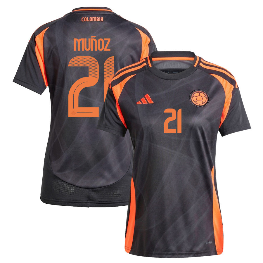 Daniel Muñoz 21 Colombia National Team 2024/25 Away Women Jersey - Black cheap jerseys for sale - CheapJerseys.Shop