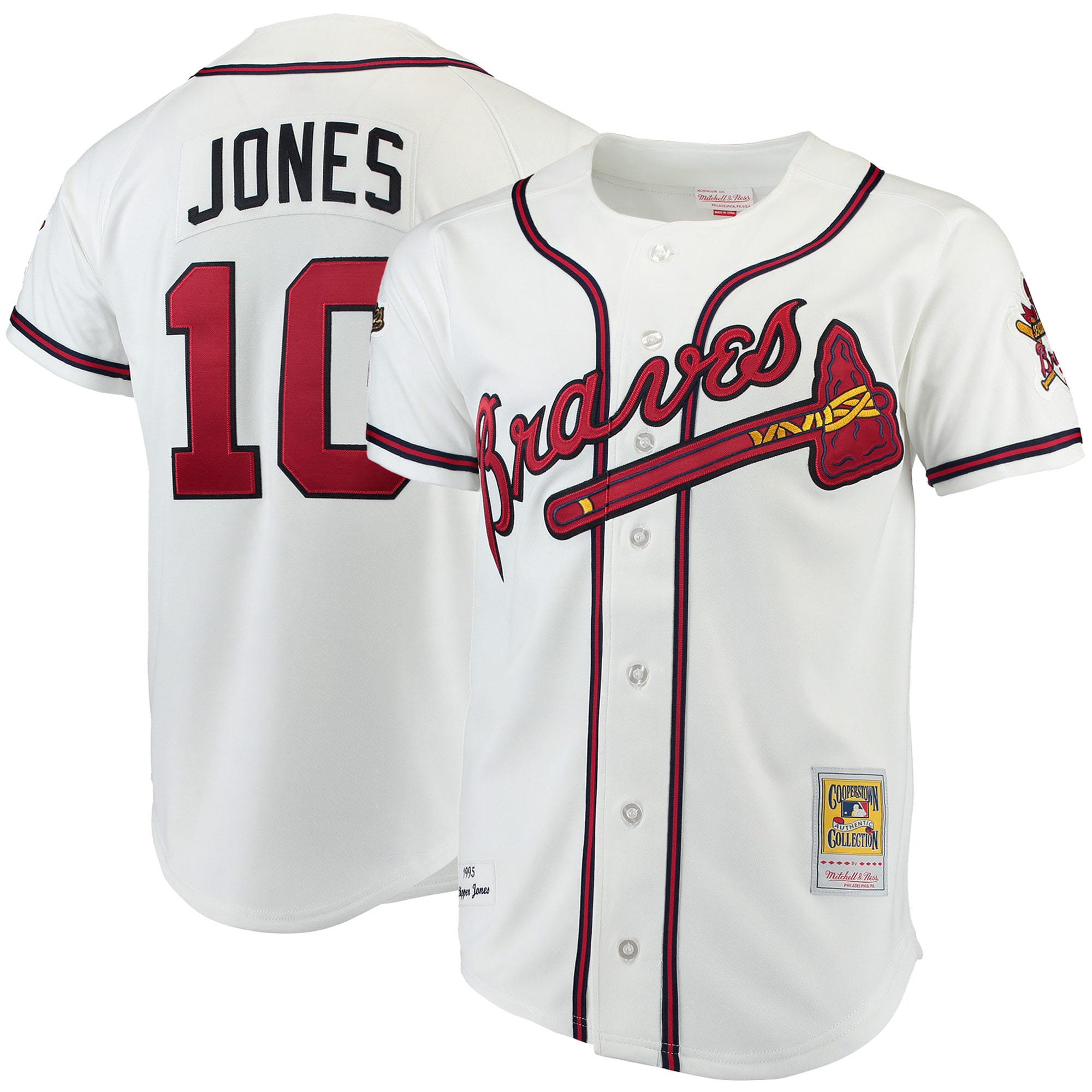 Chipper Jones Atlanta Braves Mitchell & Ness Authentic Jersey - White cheap jerseys for sale - CheapJerseys.Shop