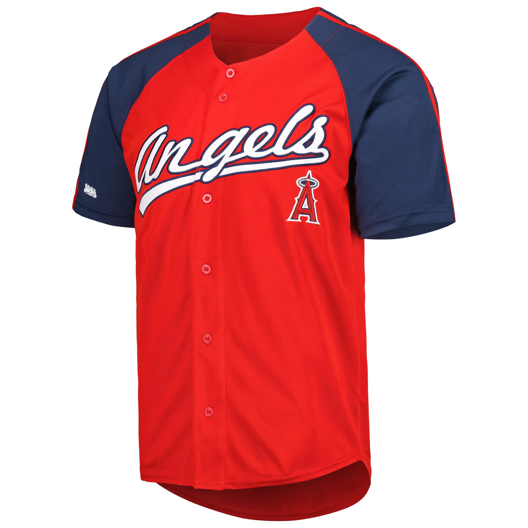 Los Angeles Angels Stitches Button-Down Raglan Fashion Jersey - Red cheap jerseys for sale - CheapJerseys.Shop