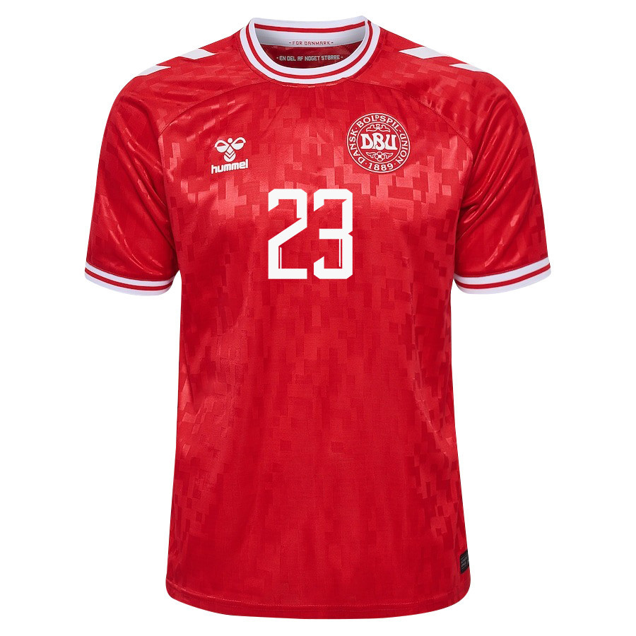 Pierre-Emile Højbjerg 23 Denmark National Team 2024/25 Home Men Jersey - Red cheap jerseys for sale - CheapJerseys.Shop