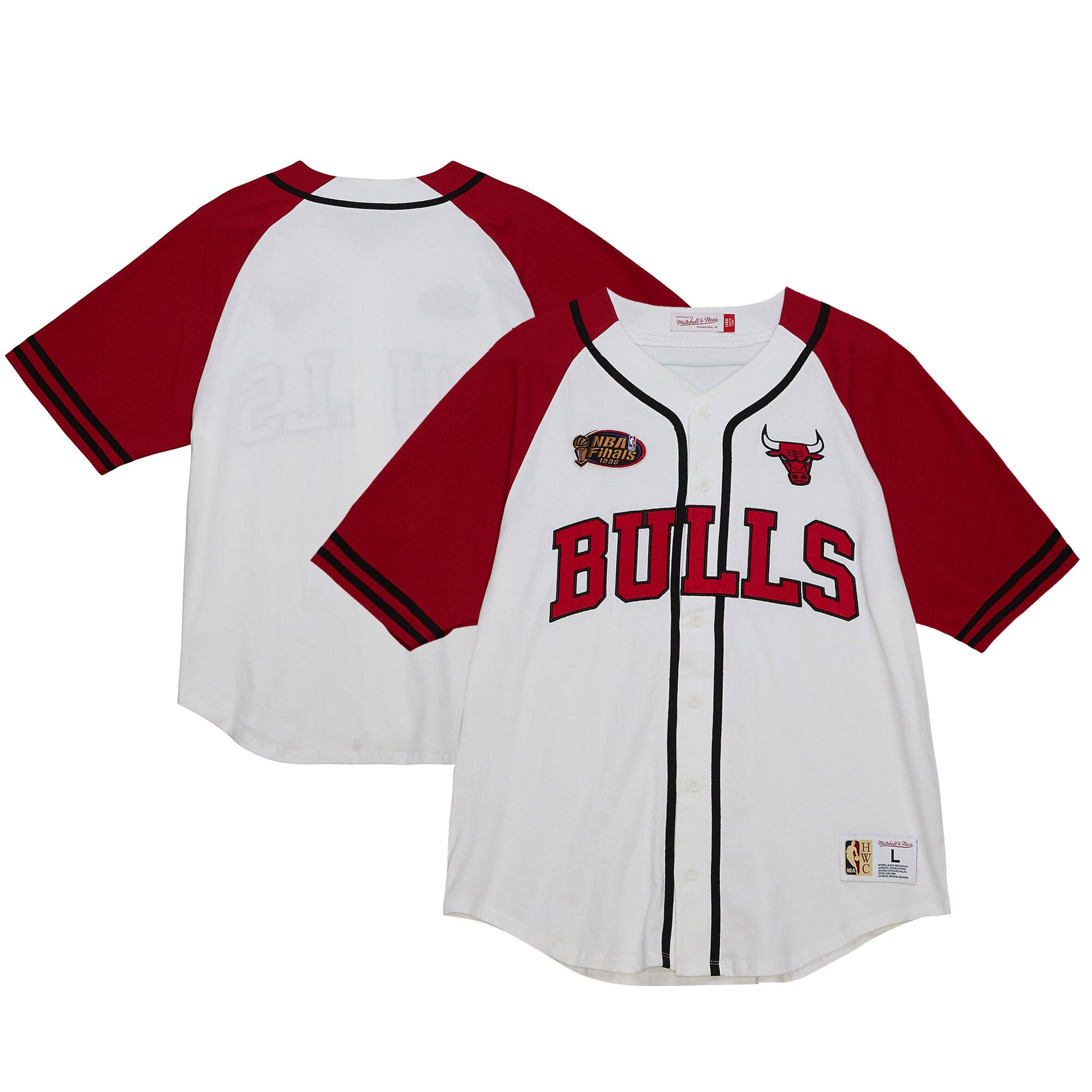 Chicago Bulls Mitchell & Ness Practice Day Baseball Jersey - White cheap jerseys for sale - CheapJerseys.Shop