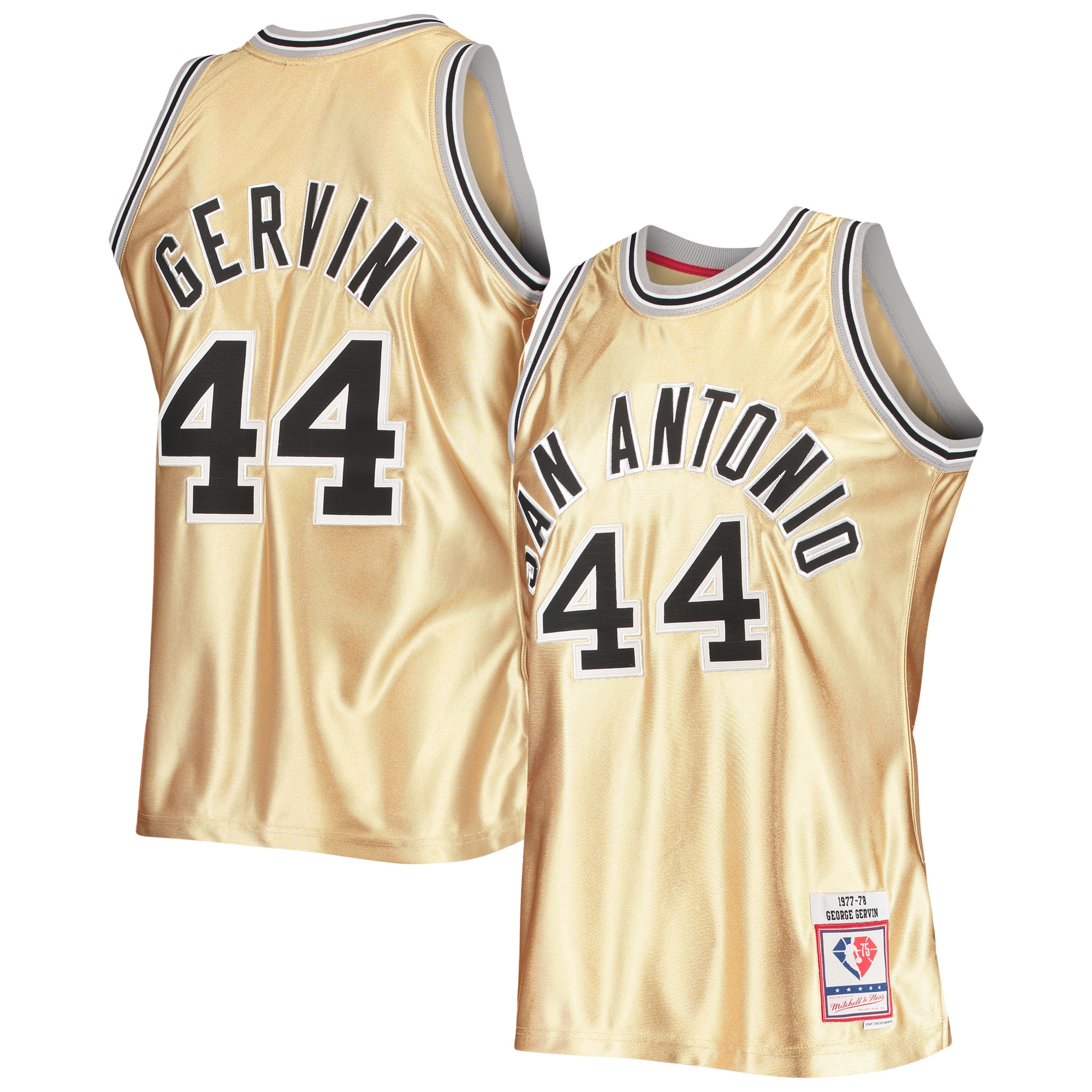 George Gervin San Antonio Spurs Mitchell & Ness 75th Anniversary 1977\/78 Hardwood Classics Swingman Jersey - Gold cheap jerseys for sale - CheapJerseys.Shop