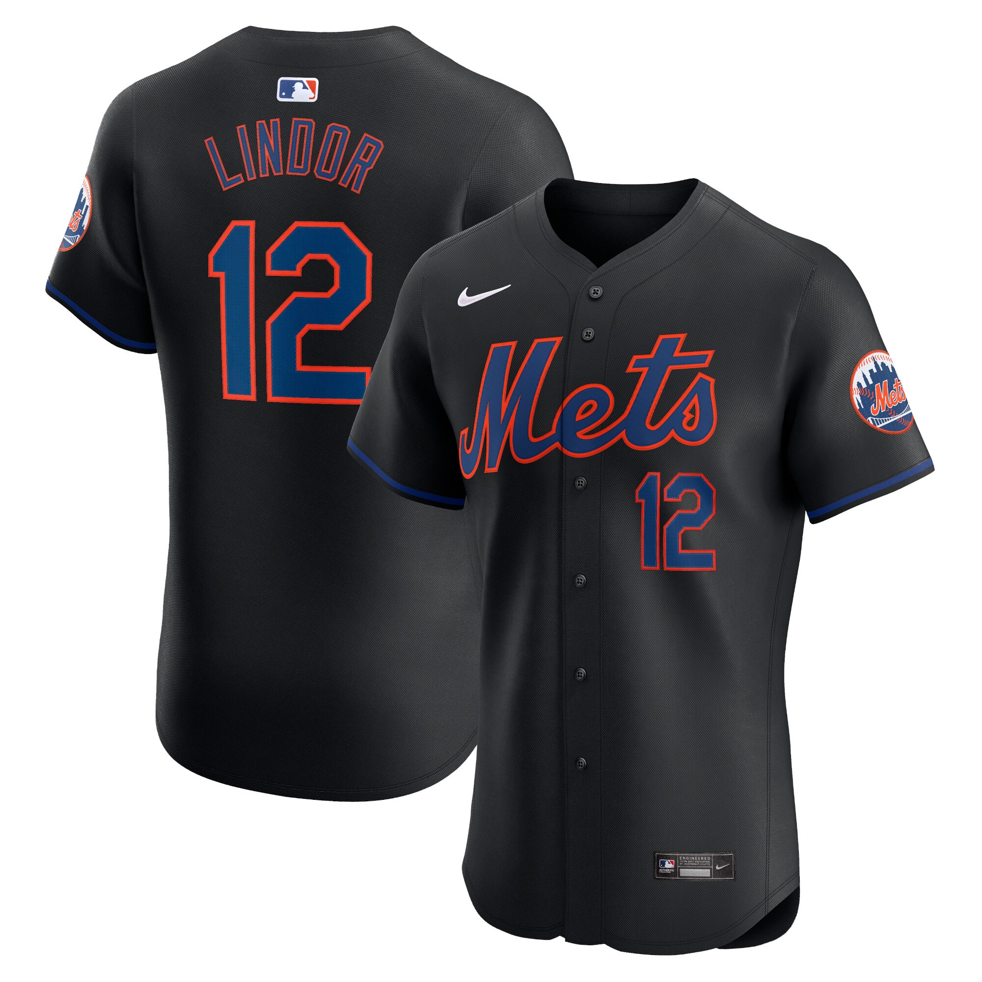 Francisco Lindor New York Mets Alternate Elite Player Jersey - Black cheap jerseys for sale - CheapJerseys.Shop