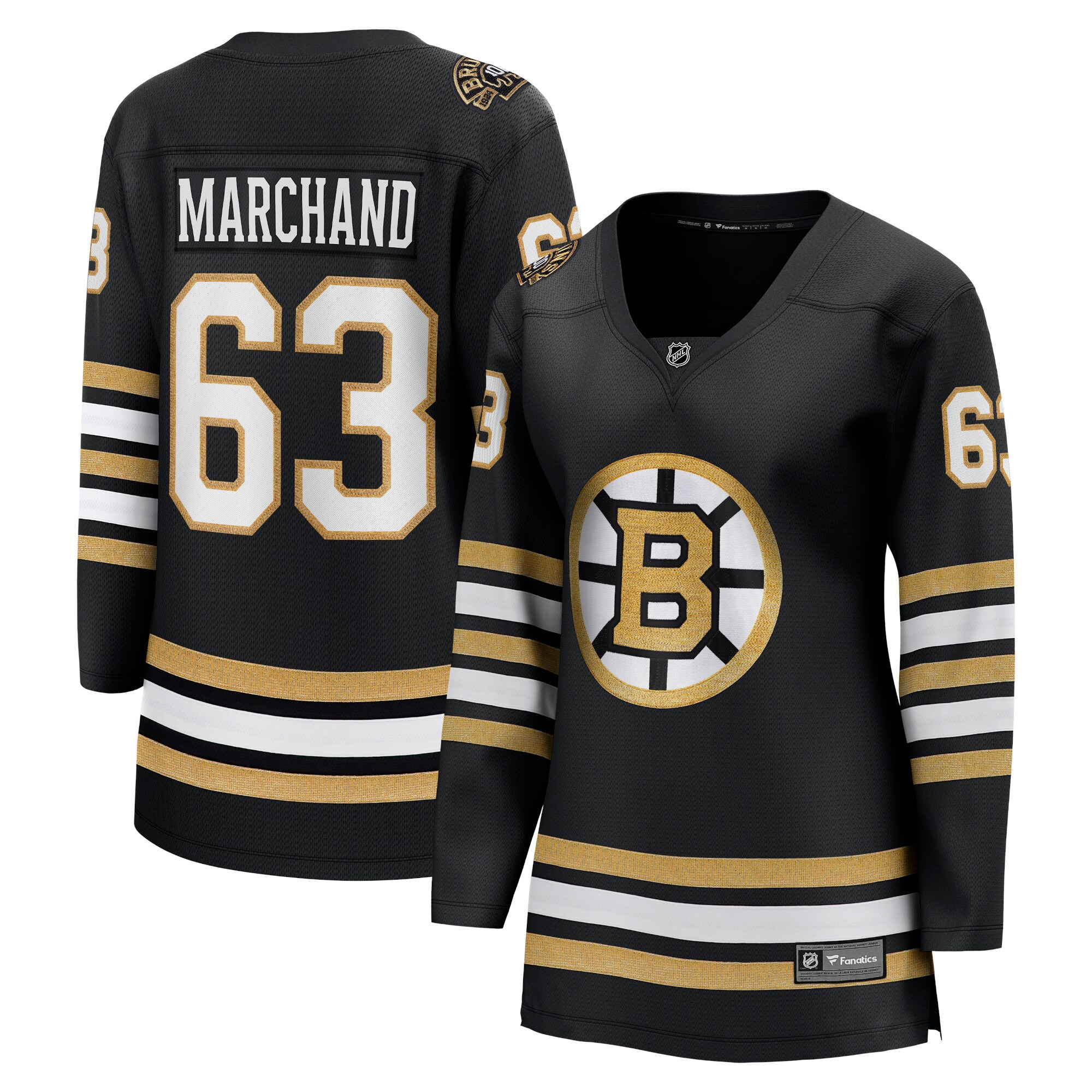 Brad Marchand Boston Bruins Fanatics Women's 100th Anniversary Premier Breakaway Player Jersey - Black cheap jerseys for sale - CheapJerseys.Shop