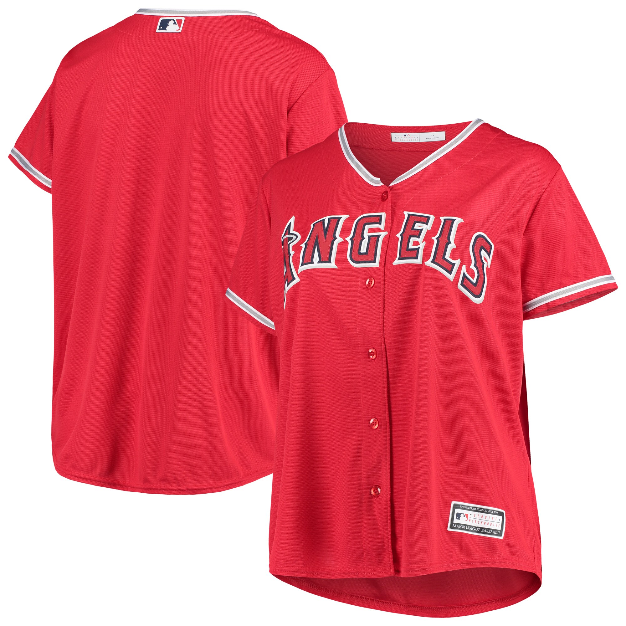 Los Angeles Angels Women's Plus Size Alternate Replica Team Jersey - Red cheap jerseys for sale - CheapJerseys.Shop