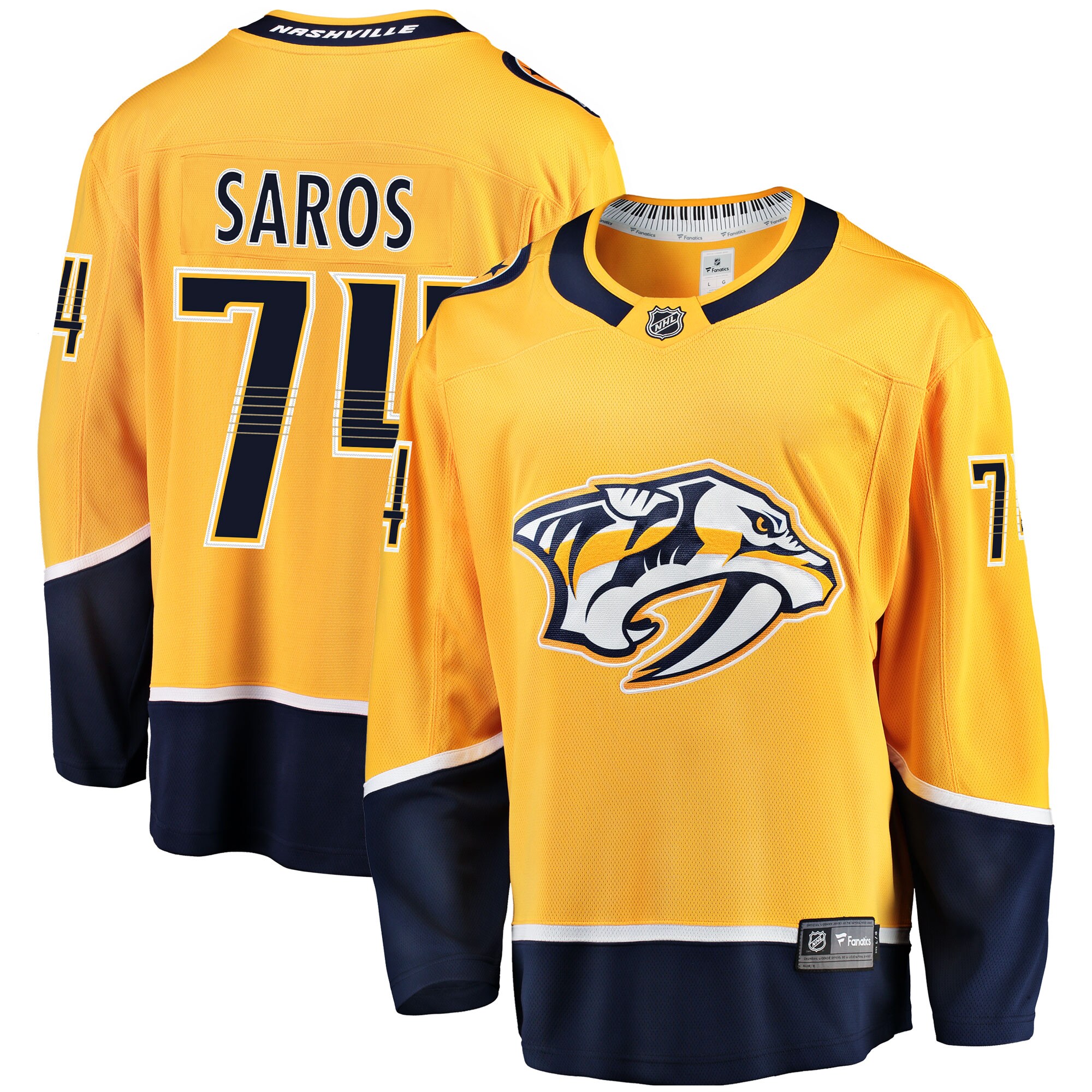 Juuse Saros Nashville Predators Fanatics Breakaway Player Jersey - Gold cheap jerseys for sale - CheapJerseys.Shop