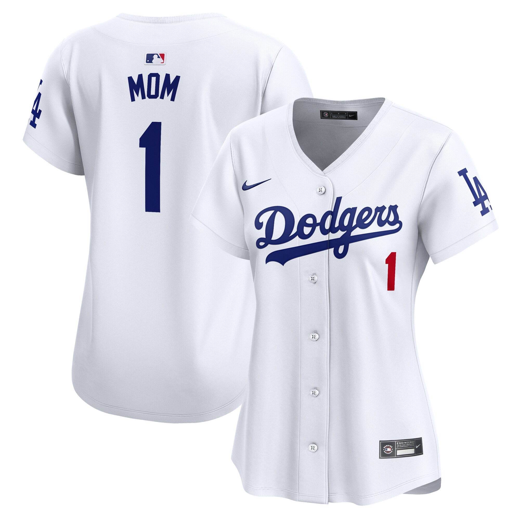 Los Angeles Dodgers Women's #1 Mom Home Limited Jersey - White cheap jerseys for sale - CheapJerseys.Shop