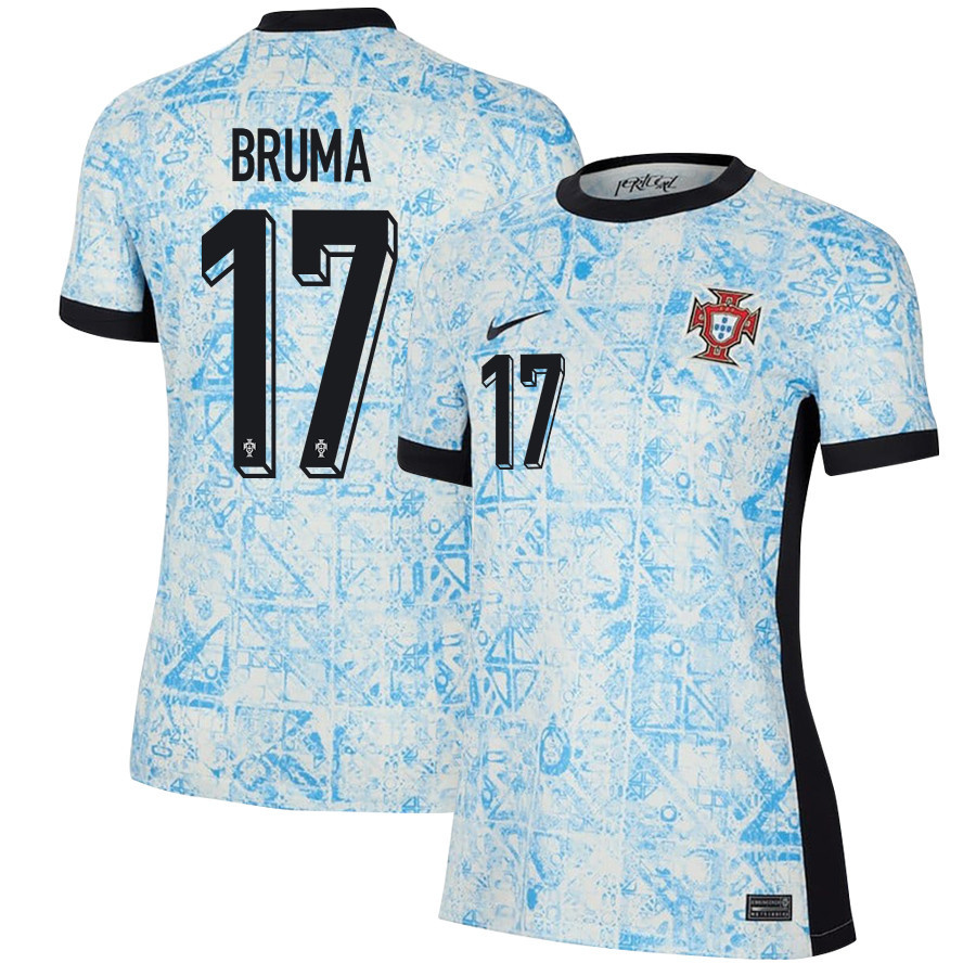 Bruma 17 Portugal National Team 2024/25 Away WOMEN Jersey - Cream/Blue cheap jerseys for sale - CheapJerseys.Shop