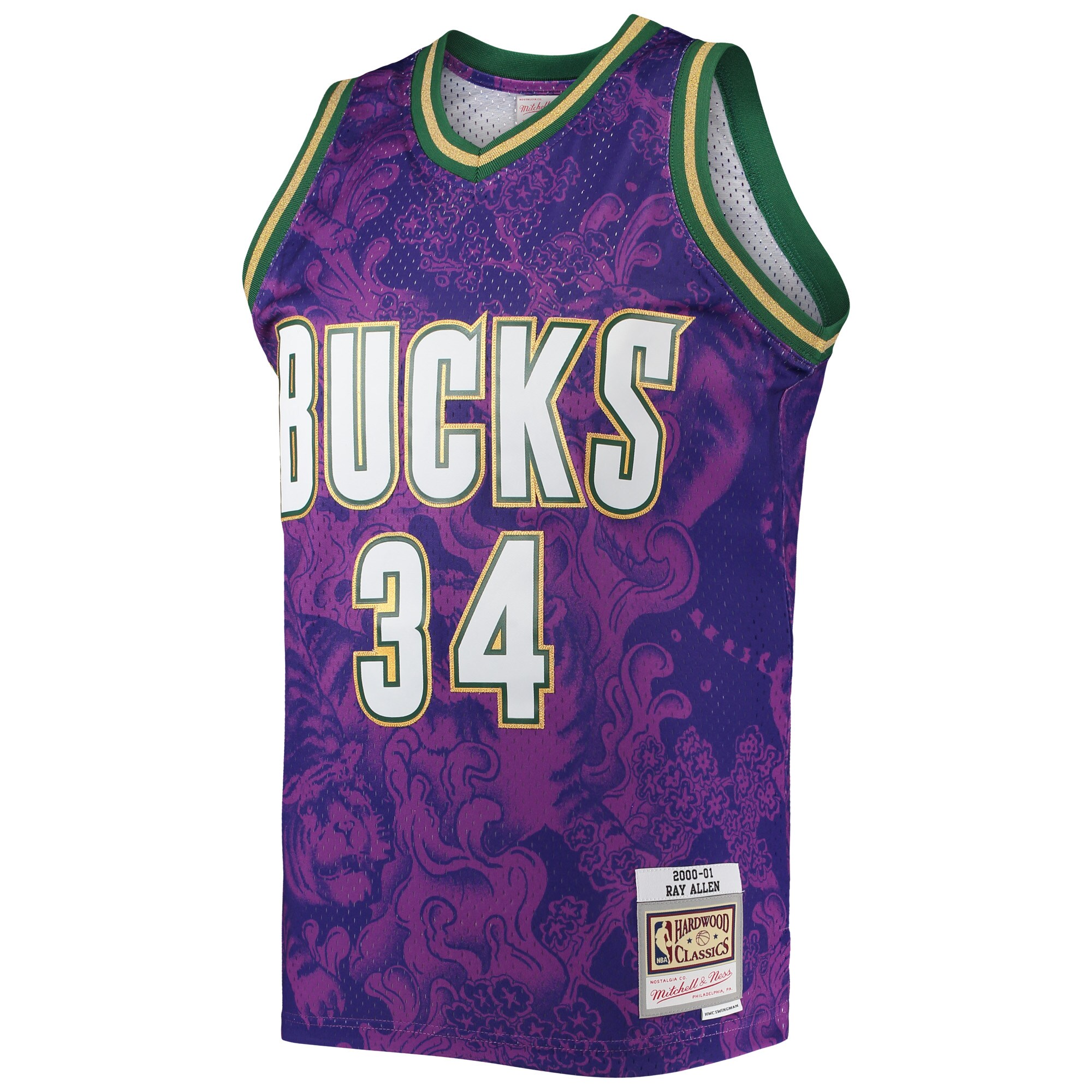 Ray Allen Milwaukee Bucks Mitchell & Ness Hardwood Classics 2000\/01 Lunar New Year Swingman Jersey - Purple cheap jerseys for sale - CheapJerseys.Shop