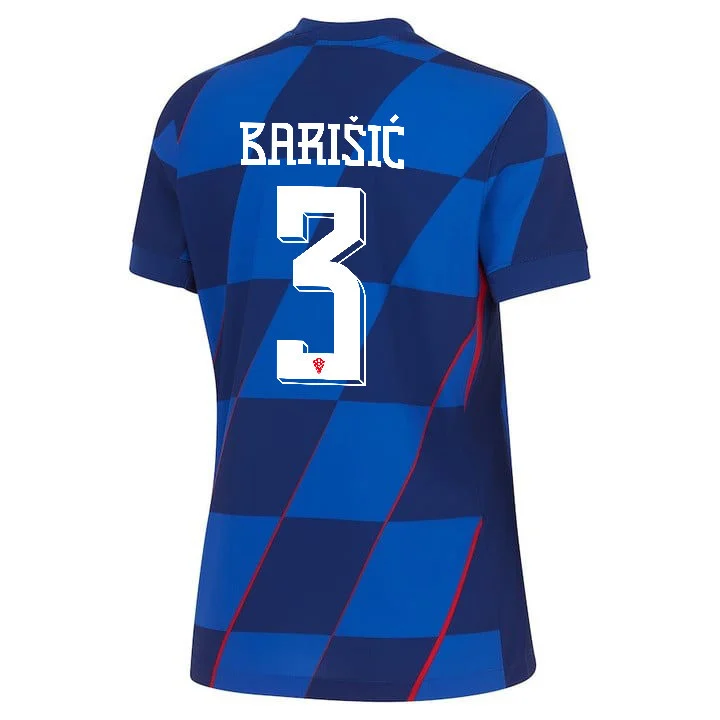 Borna Barišić 3 Croatia National Team 2024 Away WOMEN Jersey - Blue cheap jerseys for sale - CheapJerseys.Shop