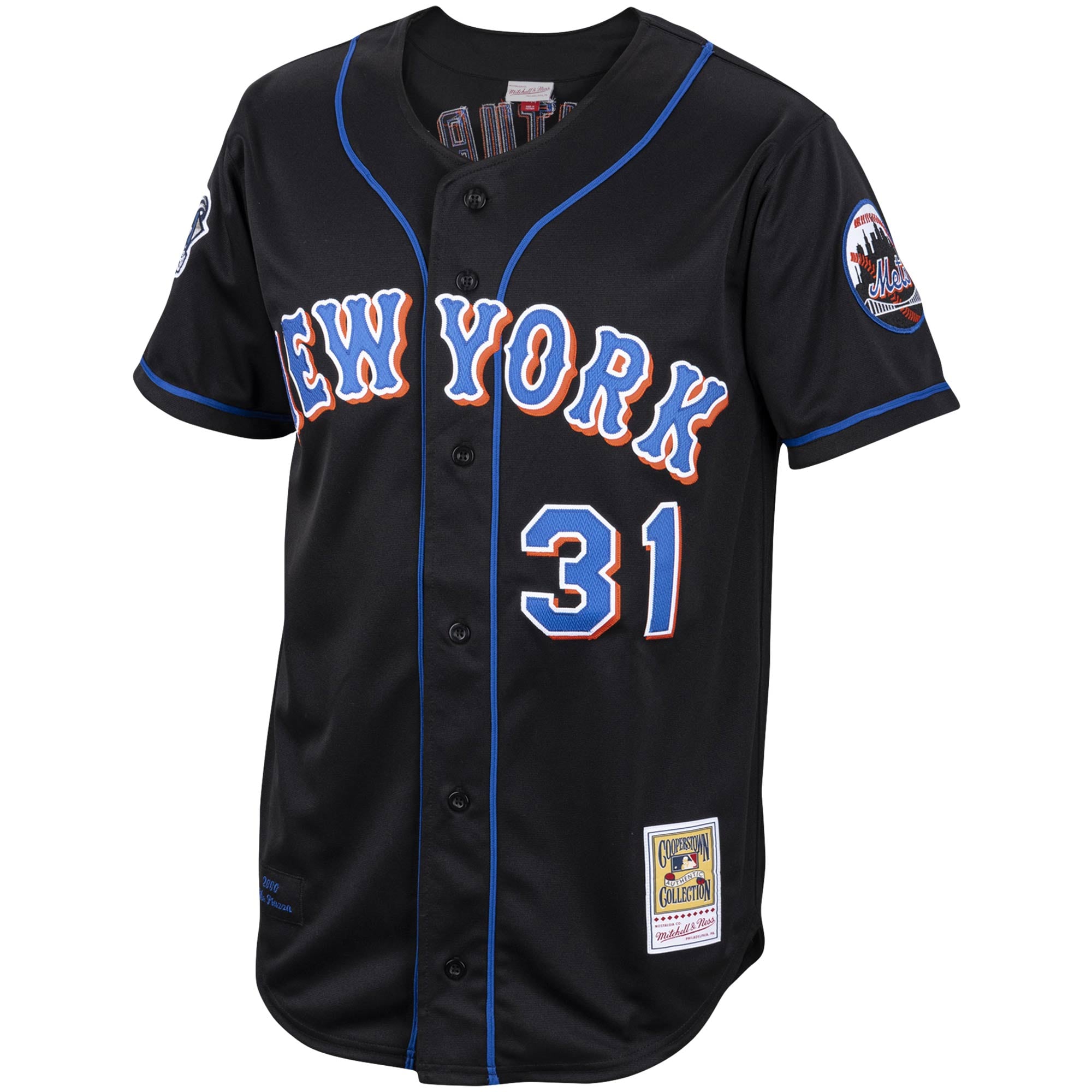 Mike Piazza New York Mets Mitchell & Ness Alternate 2000 Cooperstown Collection Authentic Jersey - Black cheap jerseys for sale - CheapJerseys.Shop