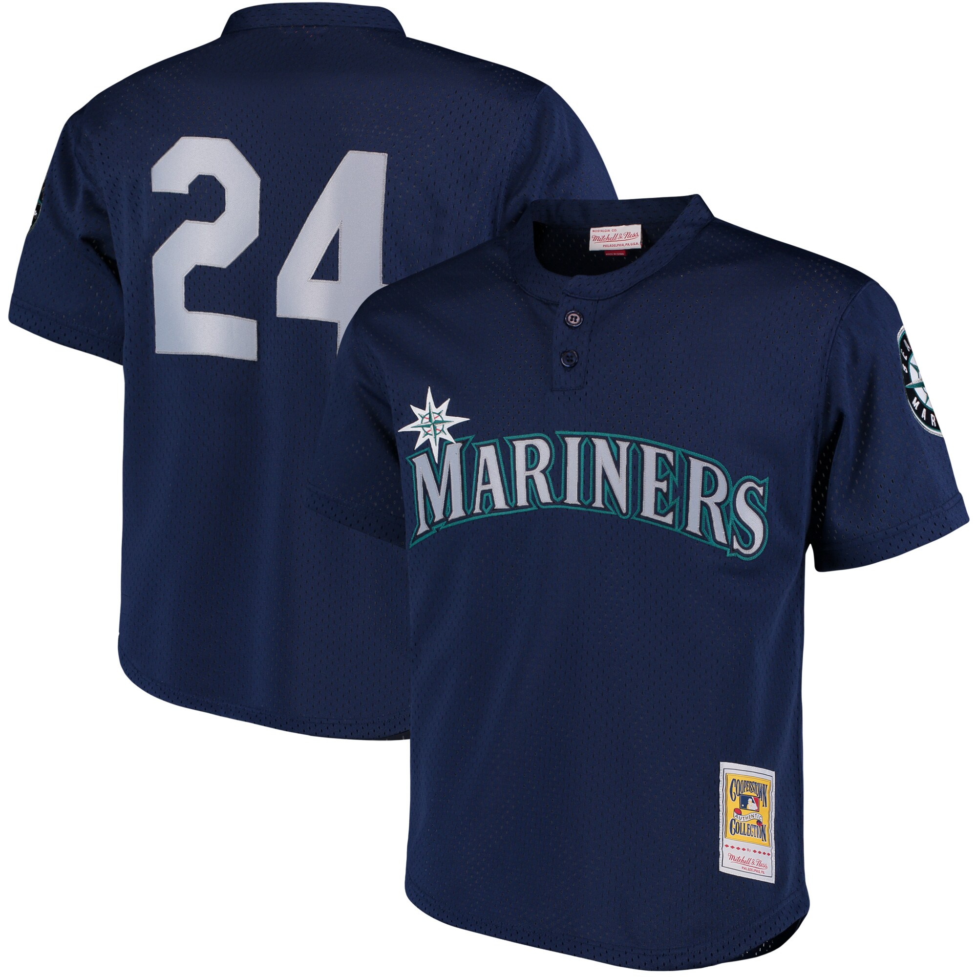 Ken Griffey Jr. Seattle Mariners Mitchell & Ness Cooperstown Collection Mesh Batting Practice Jersey - Navy cheap jerseys for sale - CheapJerseys.Shop