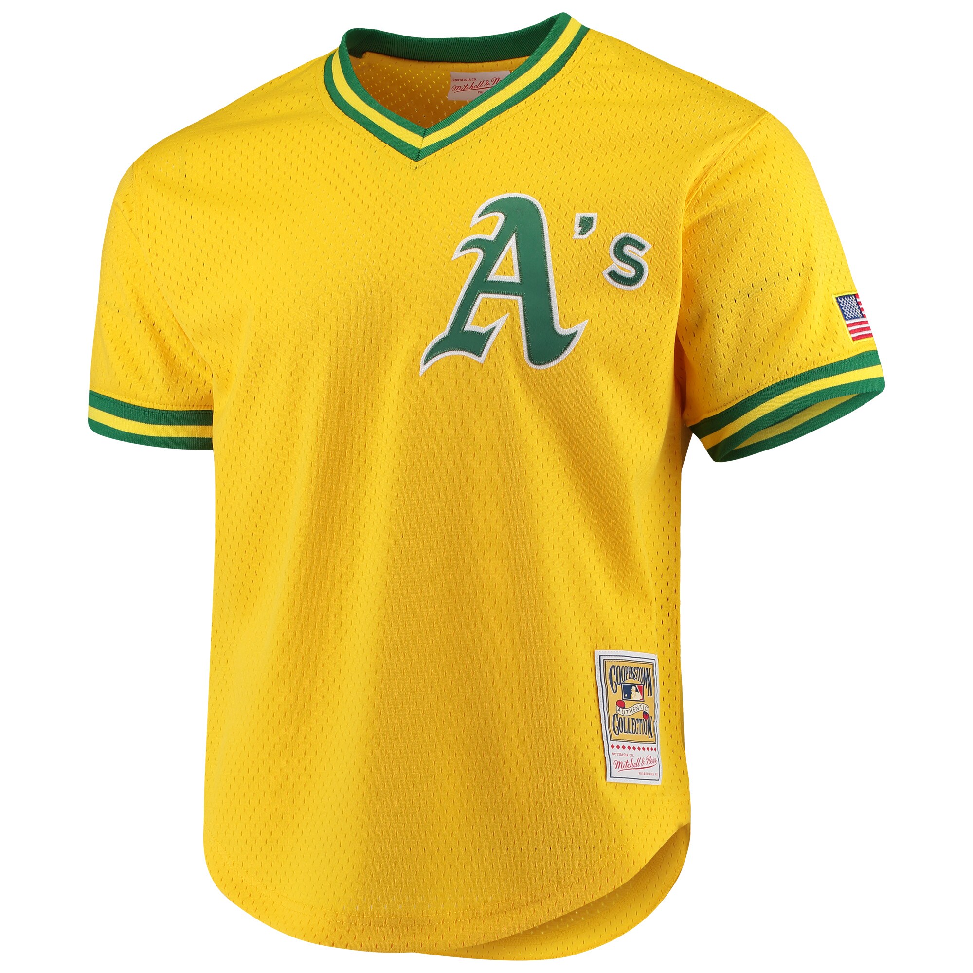 Jose Canseco Oakland Athletics Mitchell & Ness Cooperstown Collection Mesh Batting Practice Jersey - Gold cheap jerseys for sale - CheapJerseys.Shop