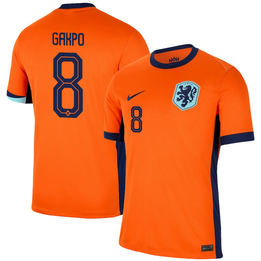 Cody Gakpo 8 Netherlands National Team 2024/25 Home Men Jersey - Orange cheap jerseys for sale - CheapJerseys.Shop