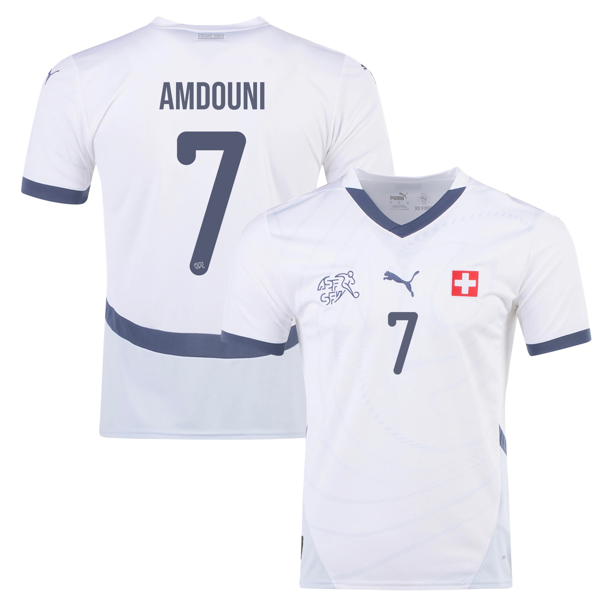 Zeki Amdouni 7 Switzerland National Team 2024/25 Away Men Jersey - White cheap jerseys for sale - CheapJerseys.Shop