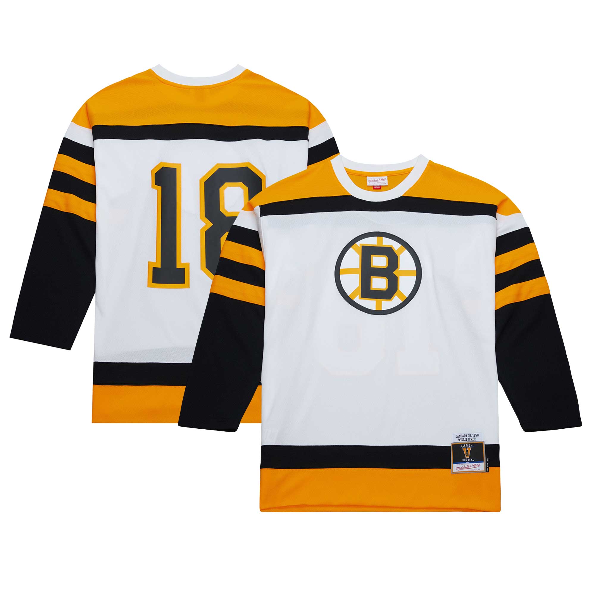 Willie O'Ree Boston Bruins Mitchell & Ness 1958 Blue Line Player Jersey - White cheap jerseys for sale - CheapJerseys.Shop