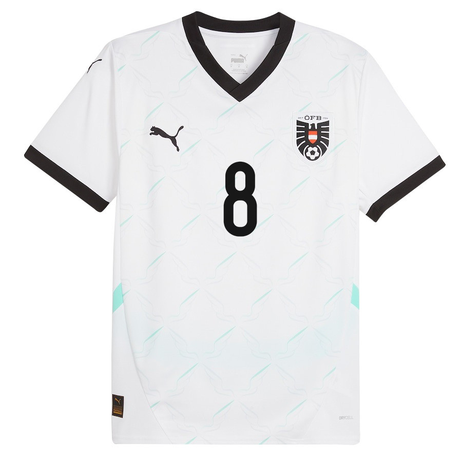 Marco Grüll 8 Austria National Team 2024/25 Away Men Jersey - White cheap jerseys for sale - CheapJerseys.Shop