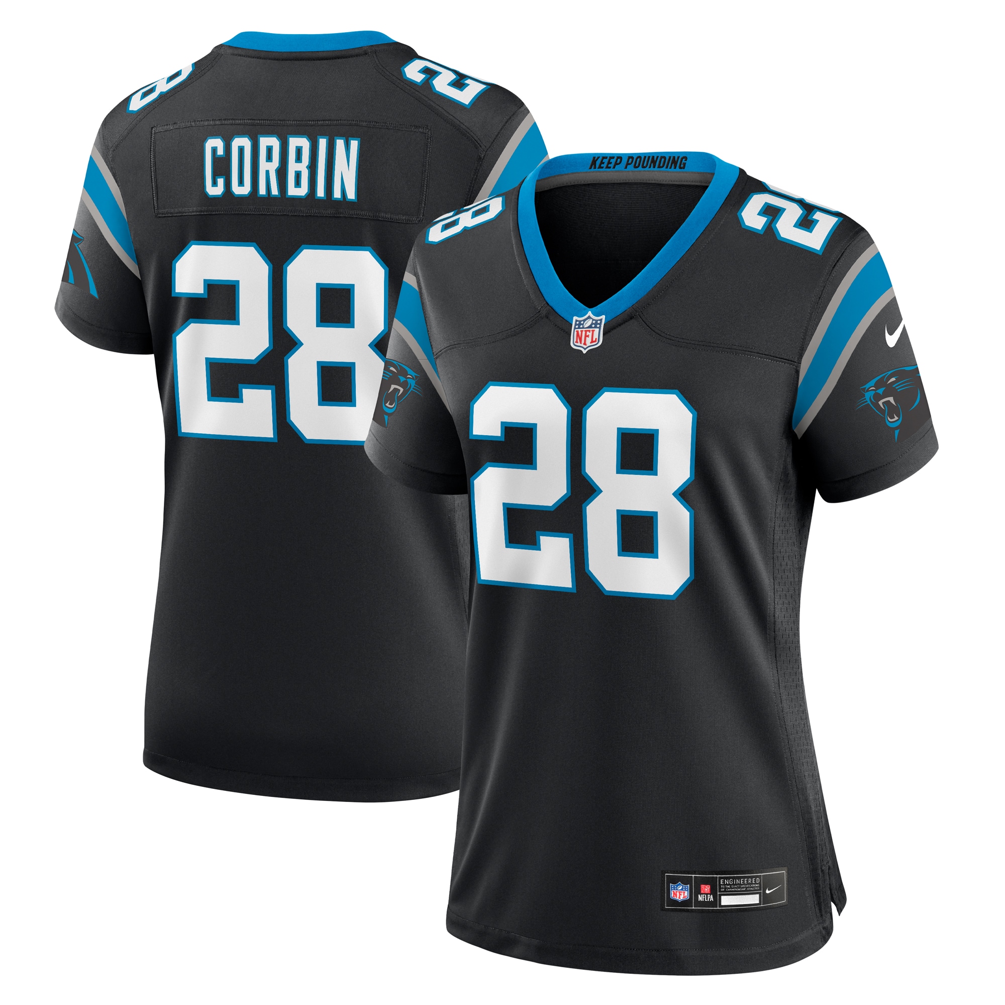 Jashaun Corbin Carolina Panthers Women's Team Game Jersey - Black cheap jerseys for sale - CheapJerseys.Shop