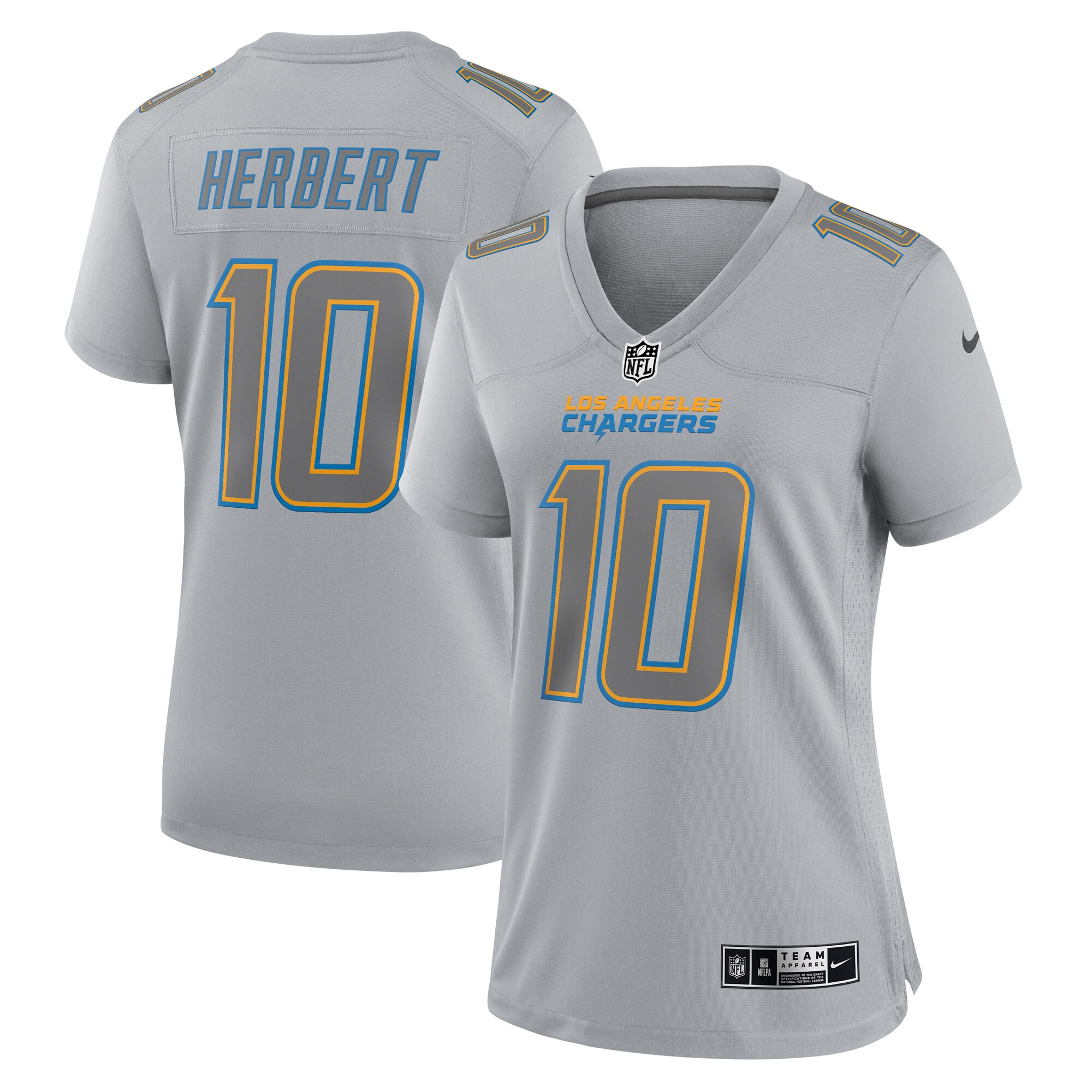 Justin Herbert Los Angeles Chargers Women's Atmosphere Fashion Game Jersey - Gray cheap jerseys for sale - CheapJerseys.Shop