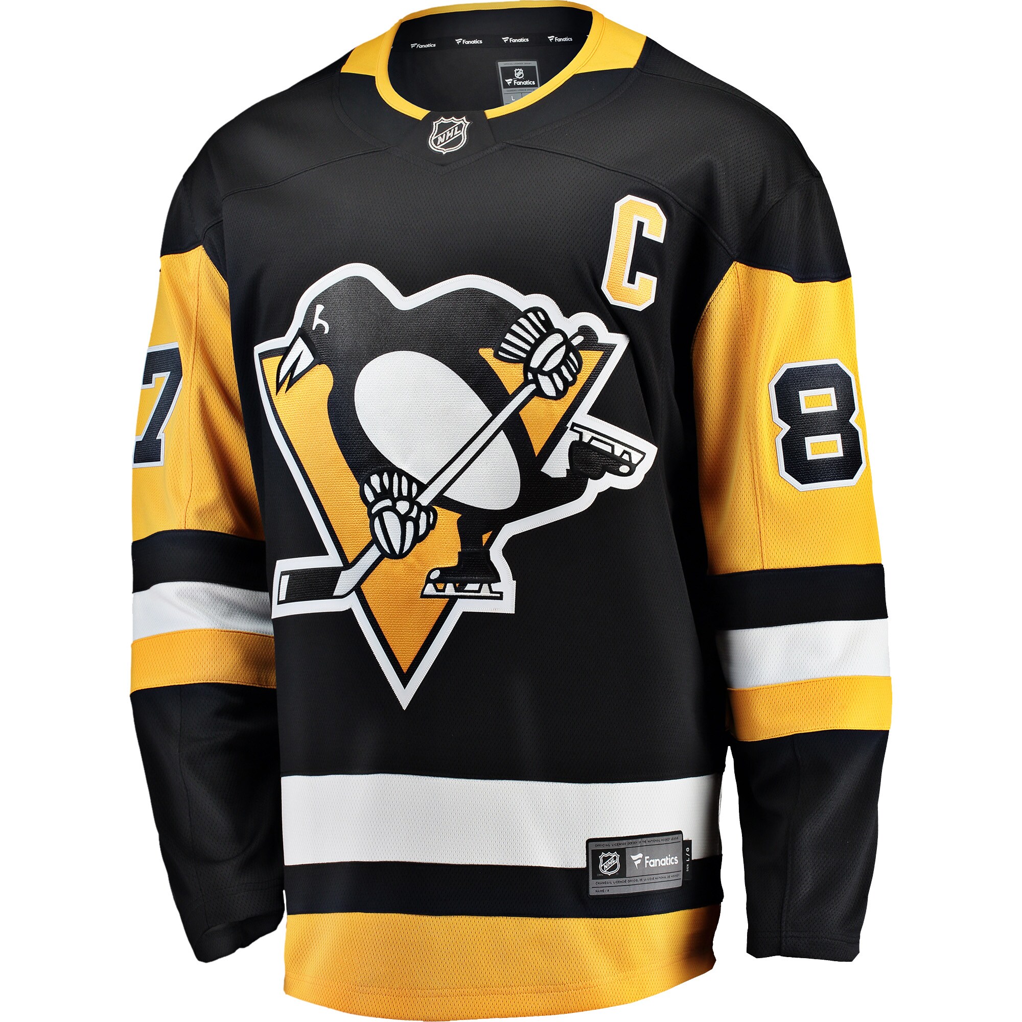 Sidney Crosby Pittsburgh Penguins Fanatics Captain Patch Home Breakaway Jersey - Black cheap jerseys for sale - CheapJerseys.Shop