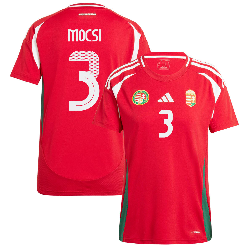 Attila Mocsi 3 Hungary National Team 2024/25 Home WOMEN Jersey - Red cheap jerseys for sale - CheapJerseys.Shop