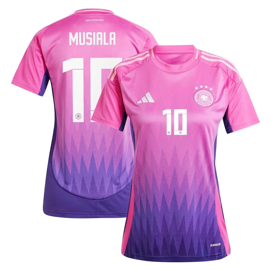 Jamal Musiala 10 Germany National Team 2024 Away Women Jersey - Pink cheap jerseys for sale - CheapJerseys.Shop