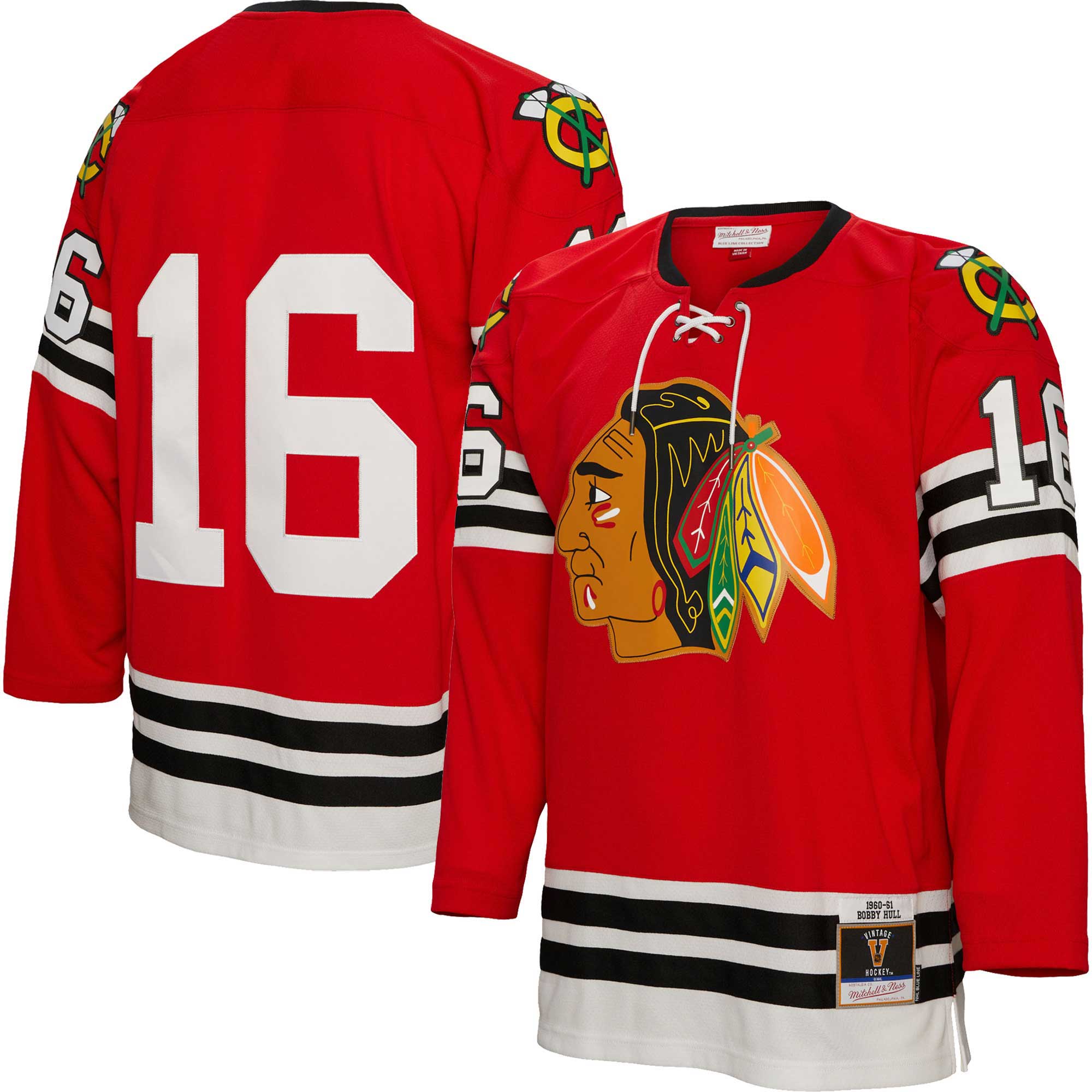 Bobby Hull Chicago Blackhawks Mitchell & Ness 1960\/61 Blue Line Player Jersey - Red cheap jerseys for sale - CheapJerseys.Shop