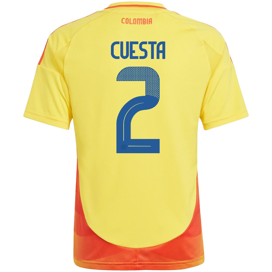 Carlos Cuesta 2 Colombia National Team 2024/25 Home YOUTH Jersey - Yellow cheap jerseys for sale - CheapJerseys.Shop