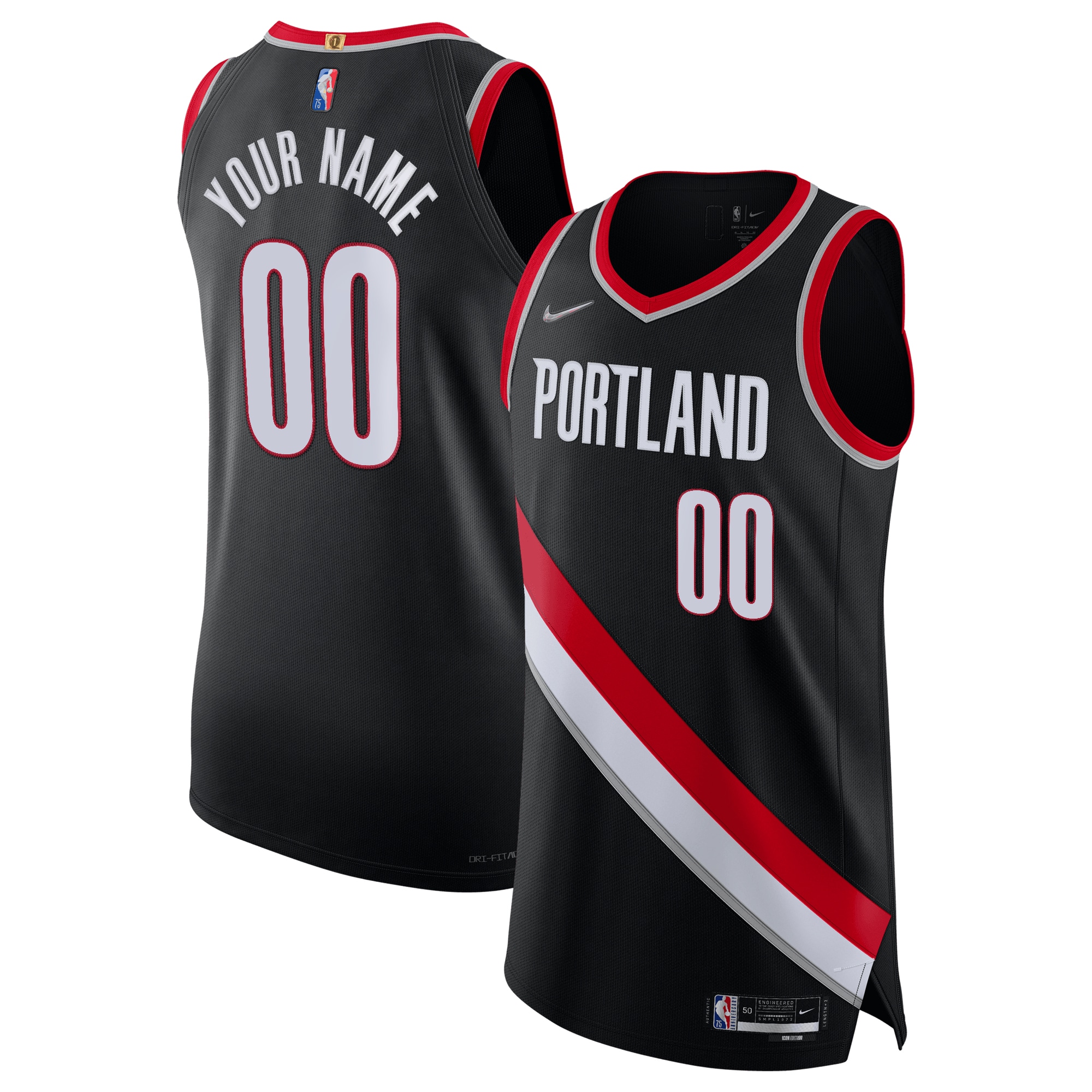 Portland Trail Blazers 2021\/22 Diamond Authentic Custom Jersey - Icon Edition - Black cheap jerseys for sale - CheapJerseys.Shop