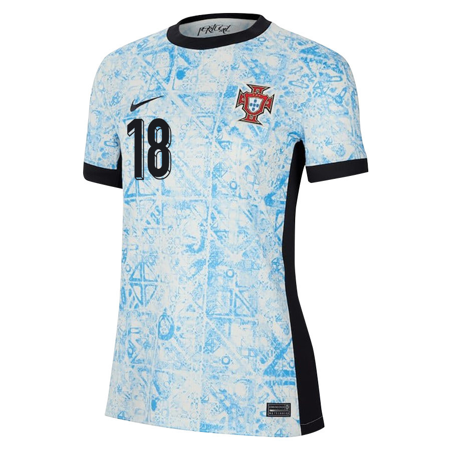 Rúben Neves 18 Portugal National Team 2024/25 Away WOMEN Jersey - Cream/Blue cheap jerseys for sale - CheapJerseys.Shop