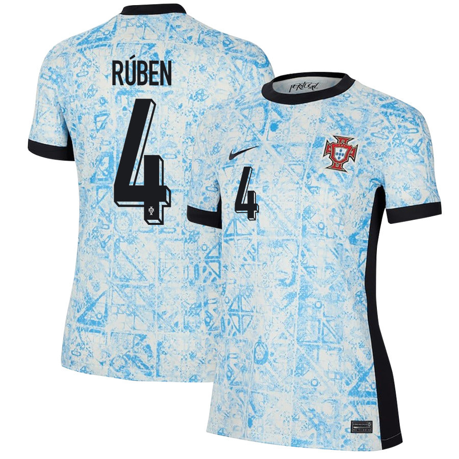 Rúben Dias 4 Portugal National Team 2024/25 Away WOMEN Jersey - Cream/Blue cheap jerseys for sale - CheapJerseys.Shop